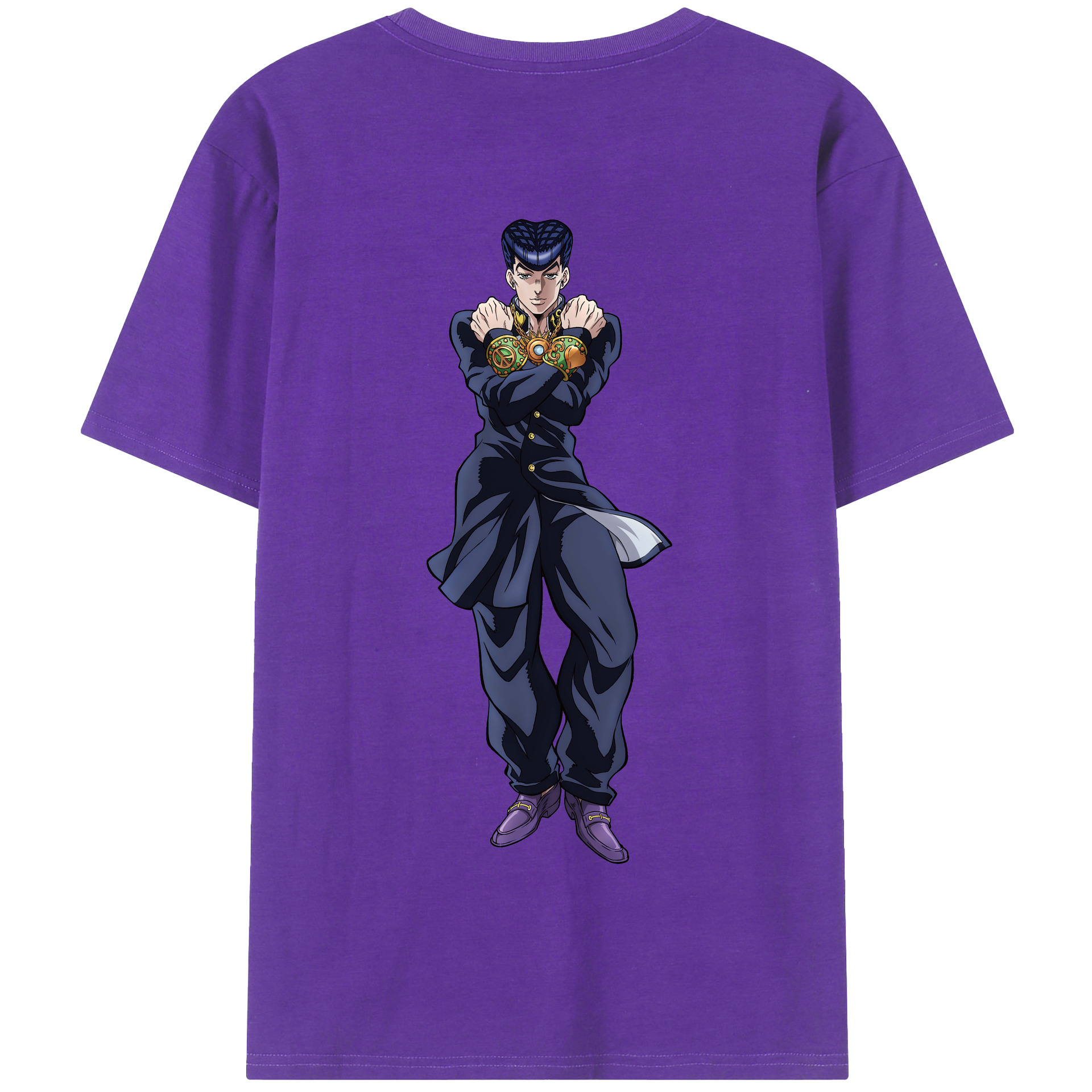 （画像用） ジョジョの奇妙な冒険 ひがしかた じょうすけ JoJo's Bizarre Adventure Higashikata Josuke 綿100％半袖Tシャツ（背面プリント）