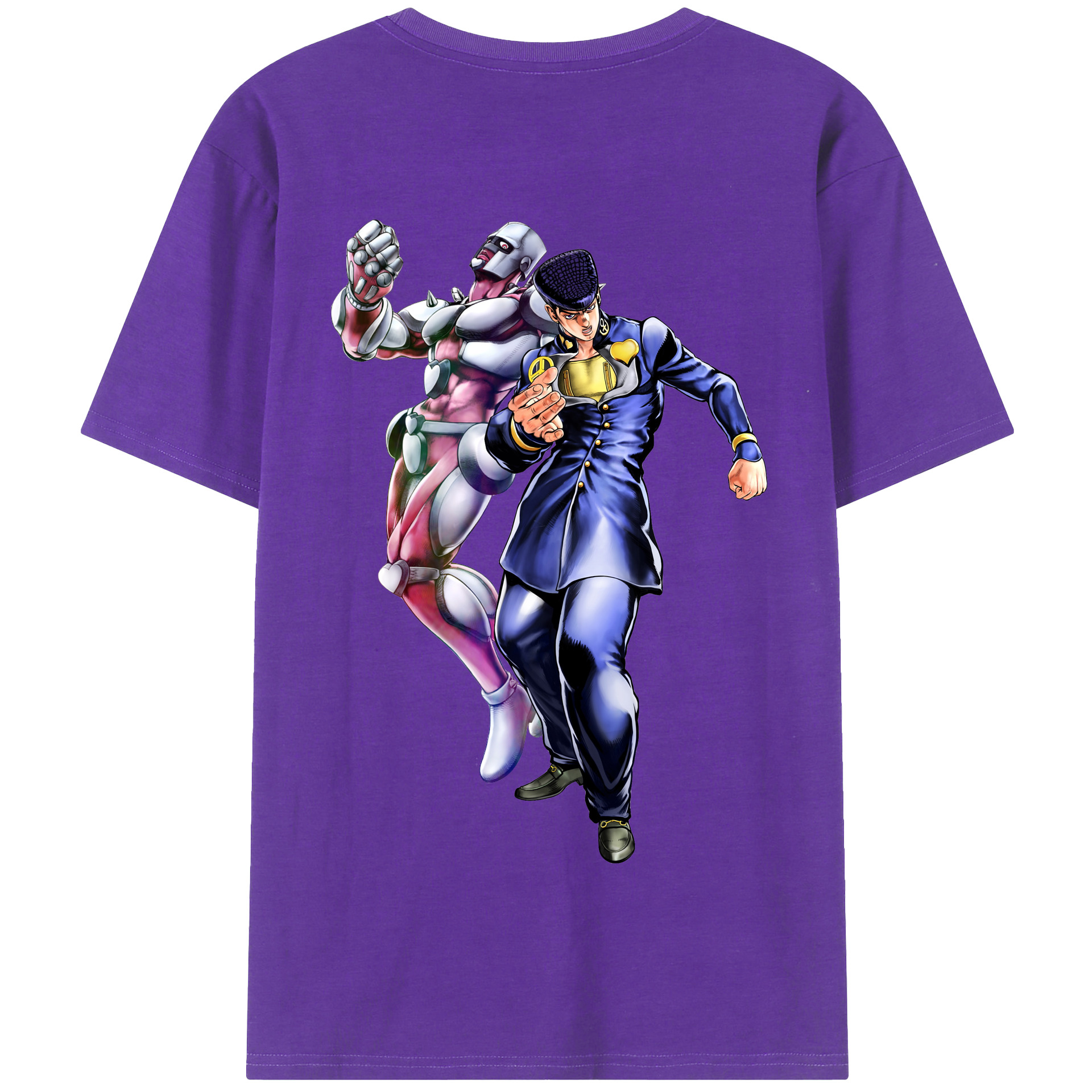 （画像用） ジョジョの奇妙な冒険 ひがしかた じょうすけ JoJo's Bizarre Adventure Higashikata Josuke 綿100％半袖Tシャツ（背面プリント）