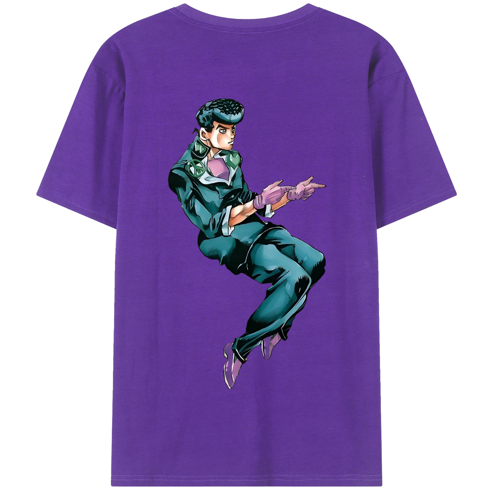 （画像用） ジョジョの奇妙な冒険 ひがしかた じょうすけ JoJo's Bizarre Adventure Higashikata Josuke 綿100％半袖Tシャツ（背面プリント）