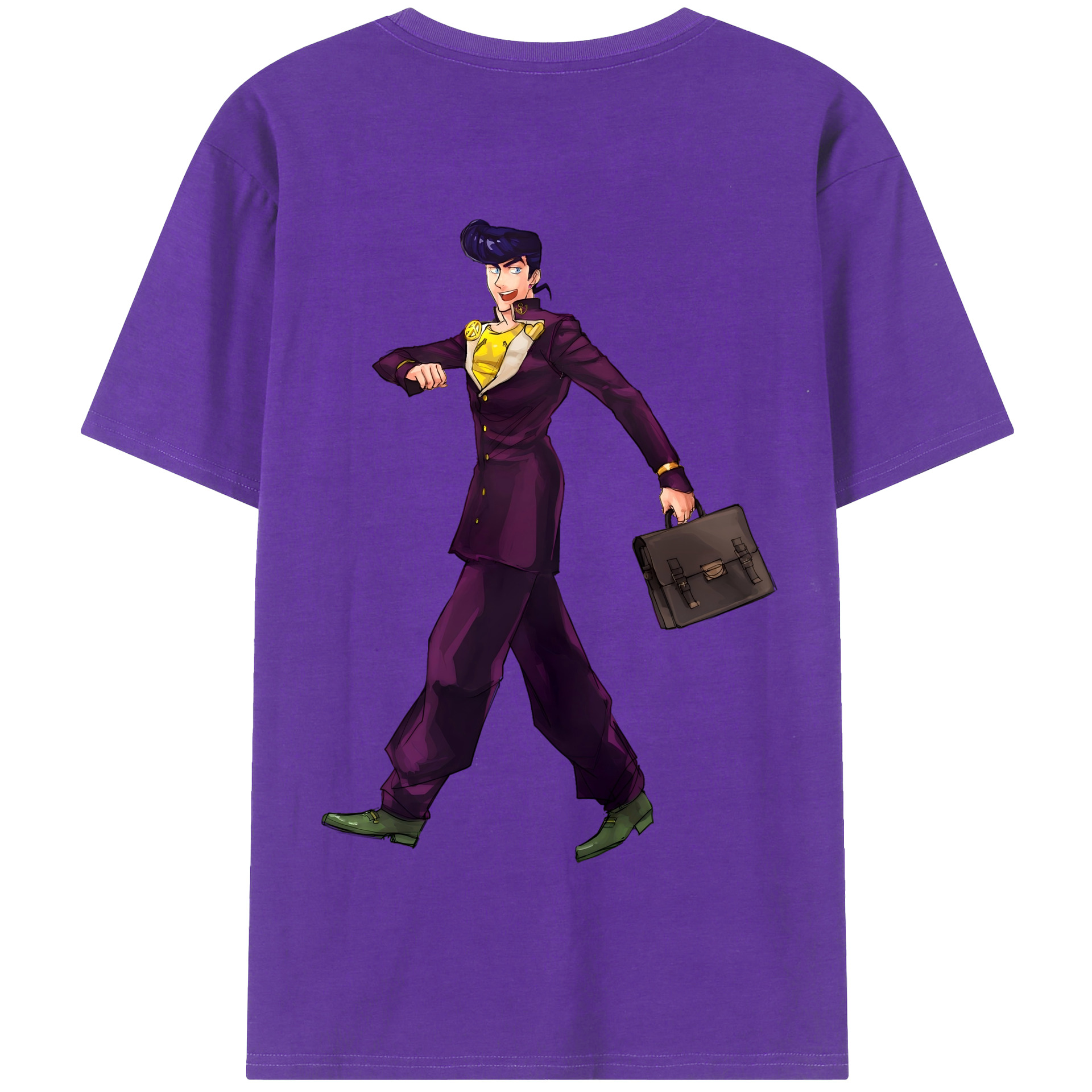 （画像用） ジョジョの奇妙な冒険 ひがしかた じょうすけ JoJo's Bizarre Adventure Higashikata Josuke 綿100％半袖Tシャツ（背面プリント）