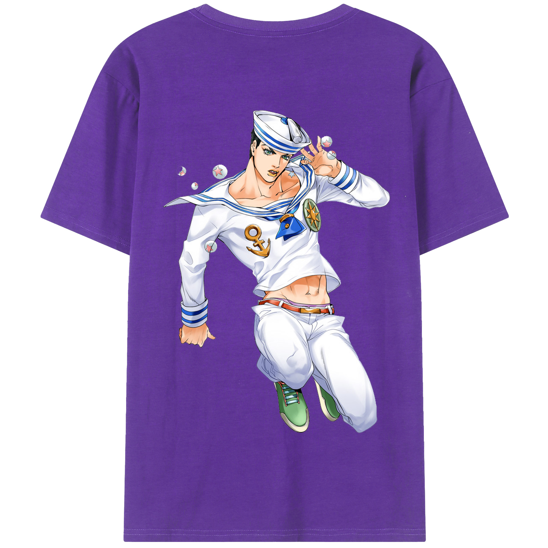 （画像用） ジョジョの奇妙な冒険 東方定助 JoJo's Bizarre Adventure Higashikata Josuke 綿100％半袖Tシャツ（背面プリント）