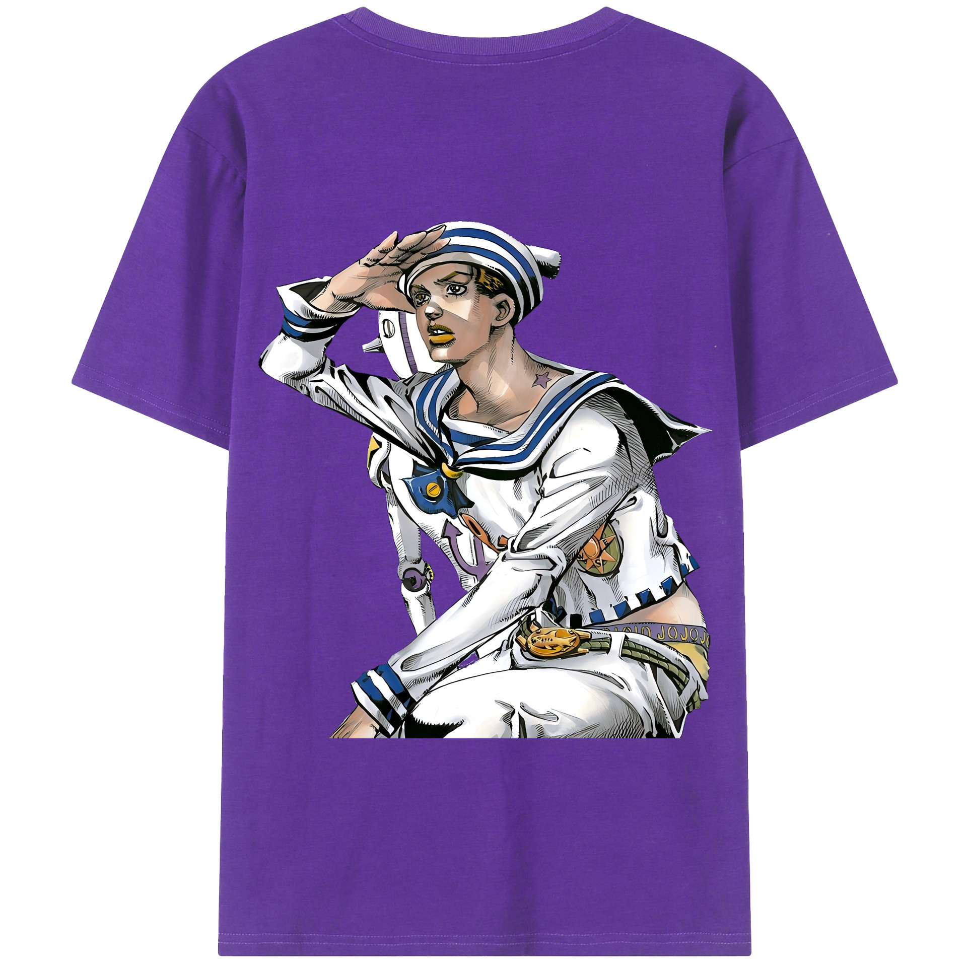 （画像用） ジョジョの奇妙な冒険 東方定助 JoJo's Bizarre Adventure Higashikata Josuke 綿100％半袖Tシャツ（背面プリント）