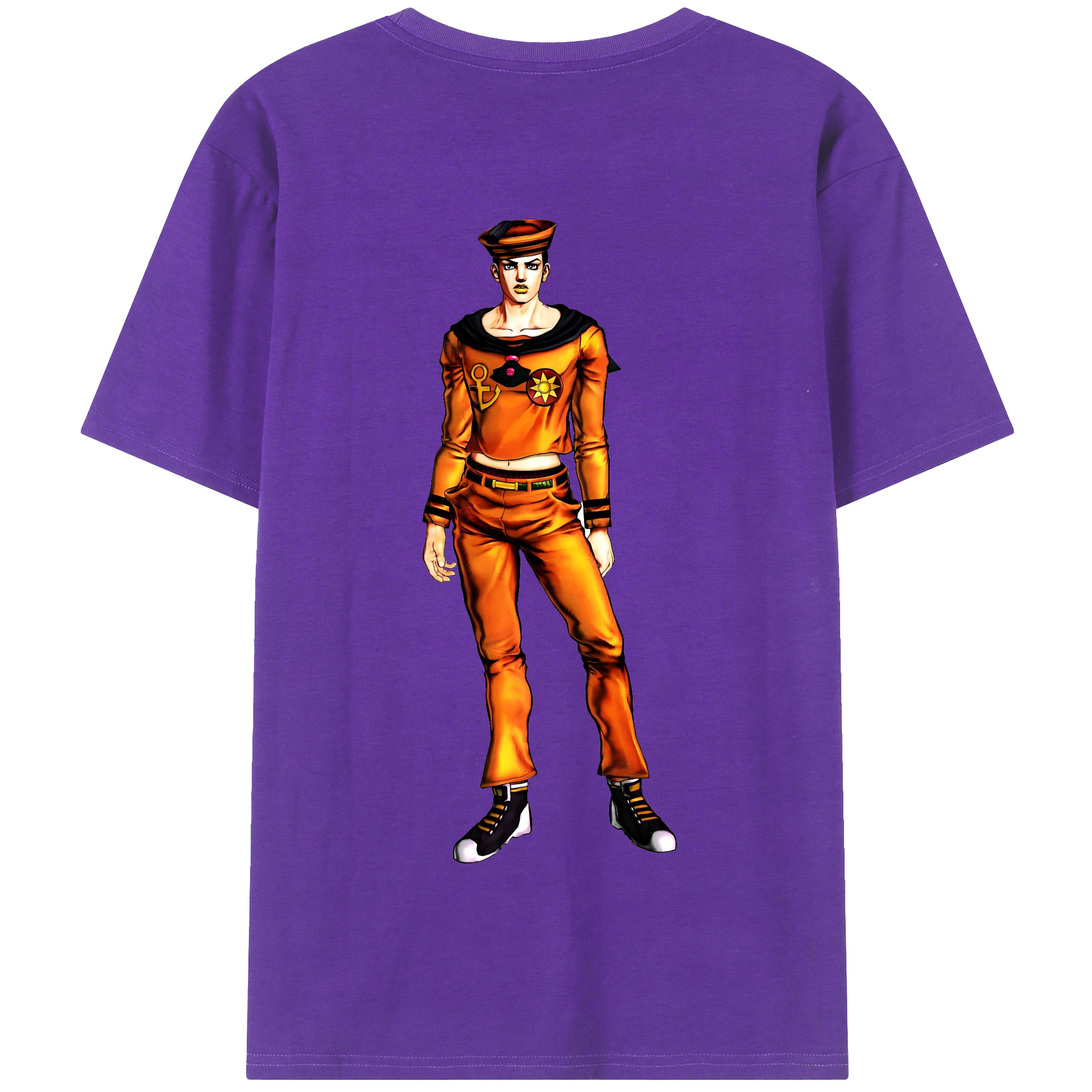 （画像用） ジョジョの奇妙な冒険 東方定助 JoJo's Bizarre Adventure Higashikata Josuke 綿100％半袖Tシャツ（背面プリント）