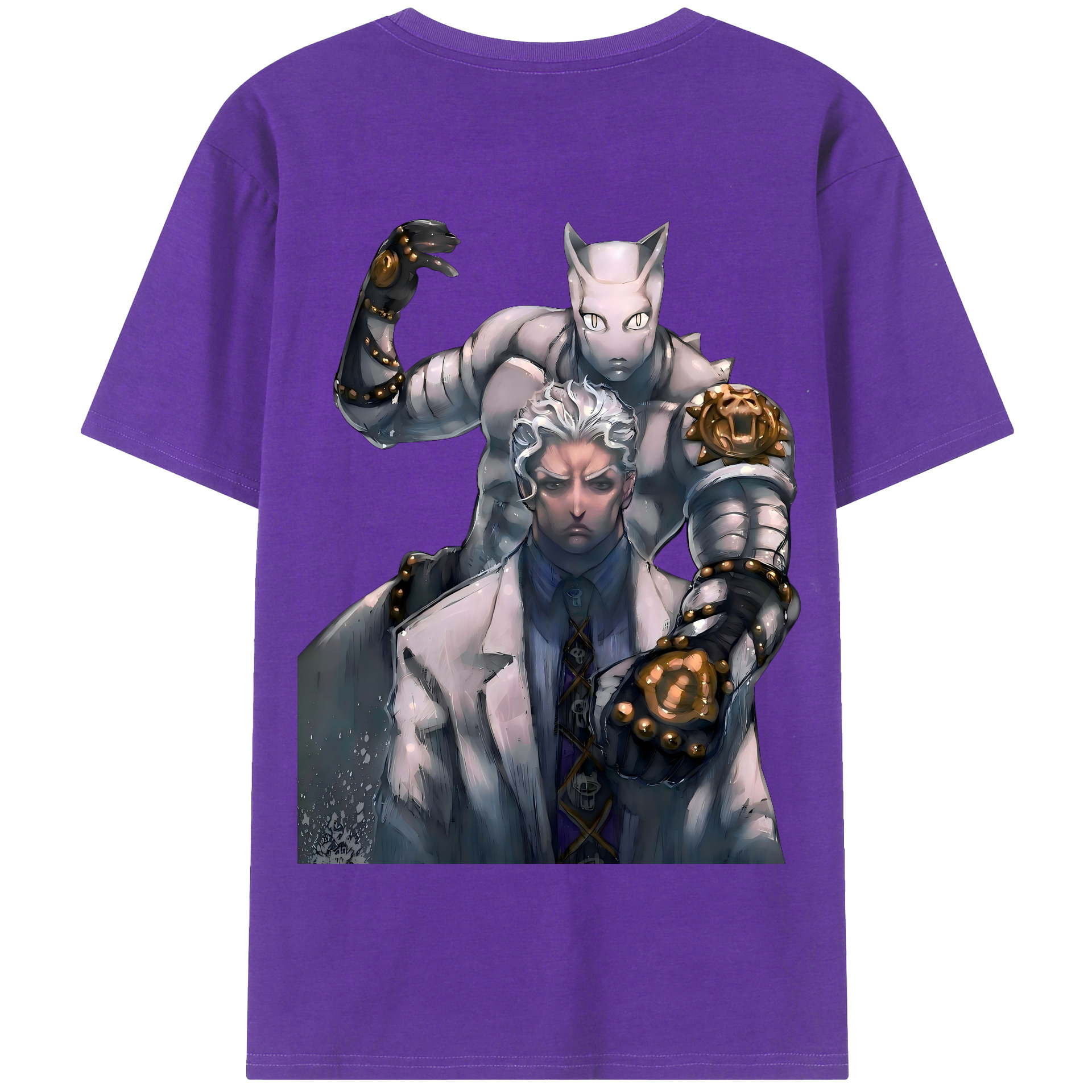 （画像用） ジョジョの奇妙な冒険 きら よしかげ JoJo's Bizarre Adventure Kira Yoshikage 綿100％半袖Tシャツ（背面プリント）
