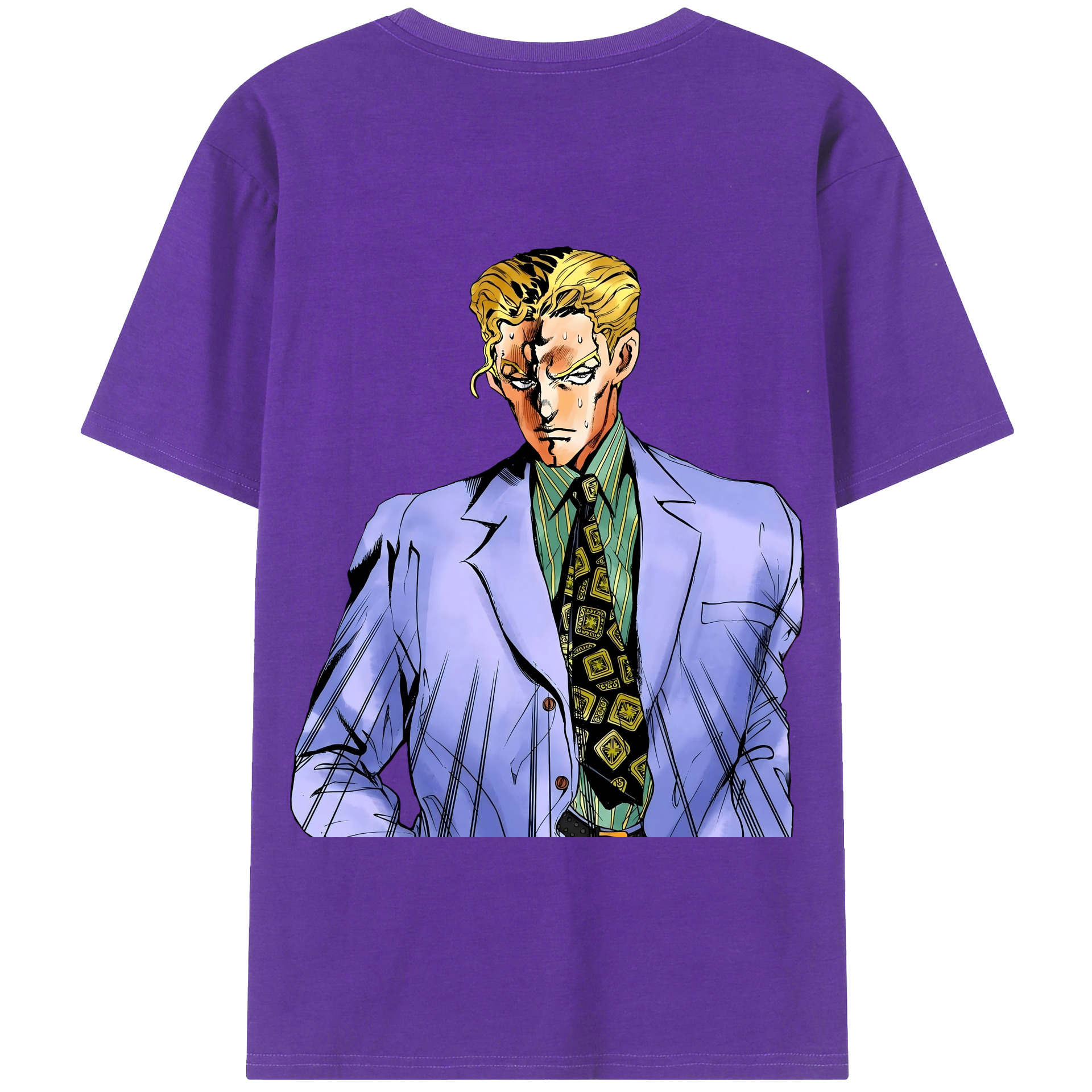 （画像用） ジョジョの奇妙な冒険 きら よしかげ JoJo's Bizarre Adventure Kira Yoshikage 綿100％半袖Tシャツ（背面プリント）