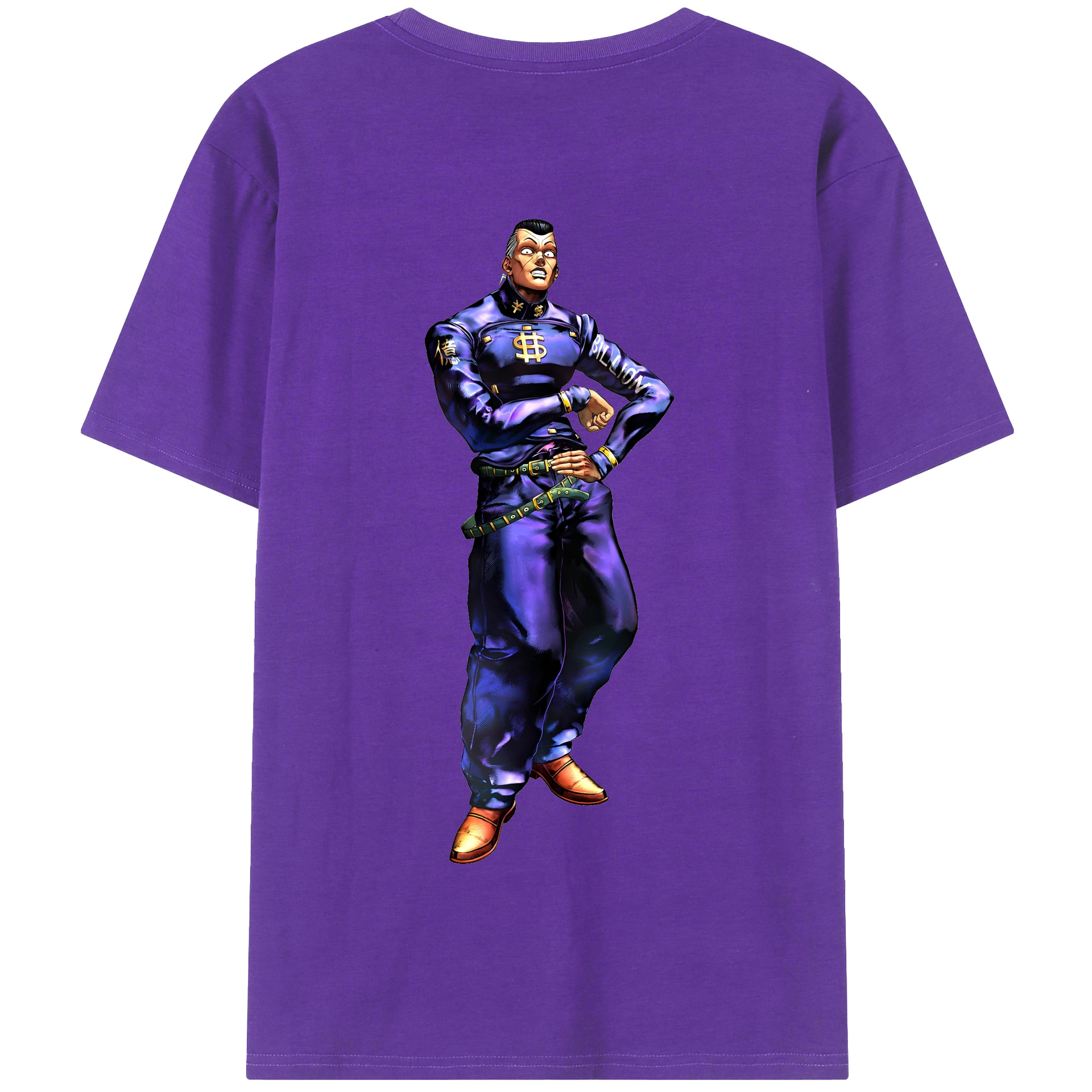 （画像用） ジョジョの奇妙な冒険 虹村億泰 にじむら おくやす JoJo's Bizarre Adventure Nijimura Okuyasu 綿100％半袖Tシャツ（背面プリント）