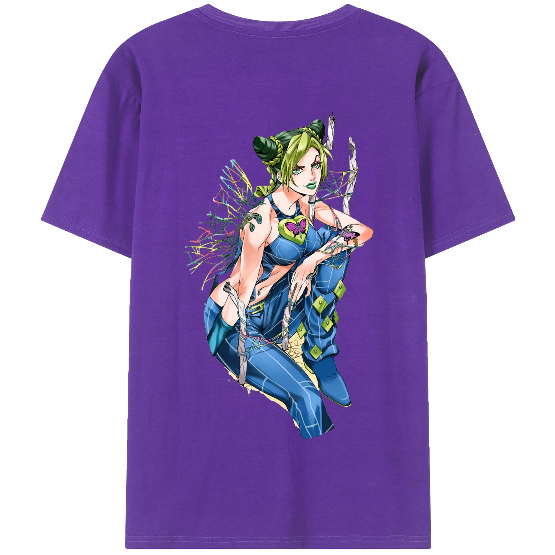 （画像用） "ジョジョの奇妙な冒険 くうじょう ジョリーン JoJo's Bizarre Adventure Jolyne Cujoh " 綿100％半袖Tシャツ（背面プリント）