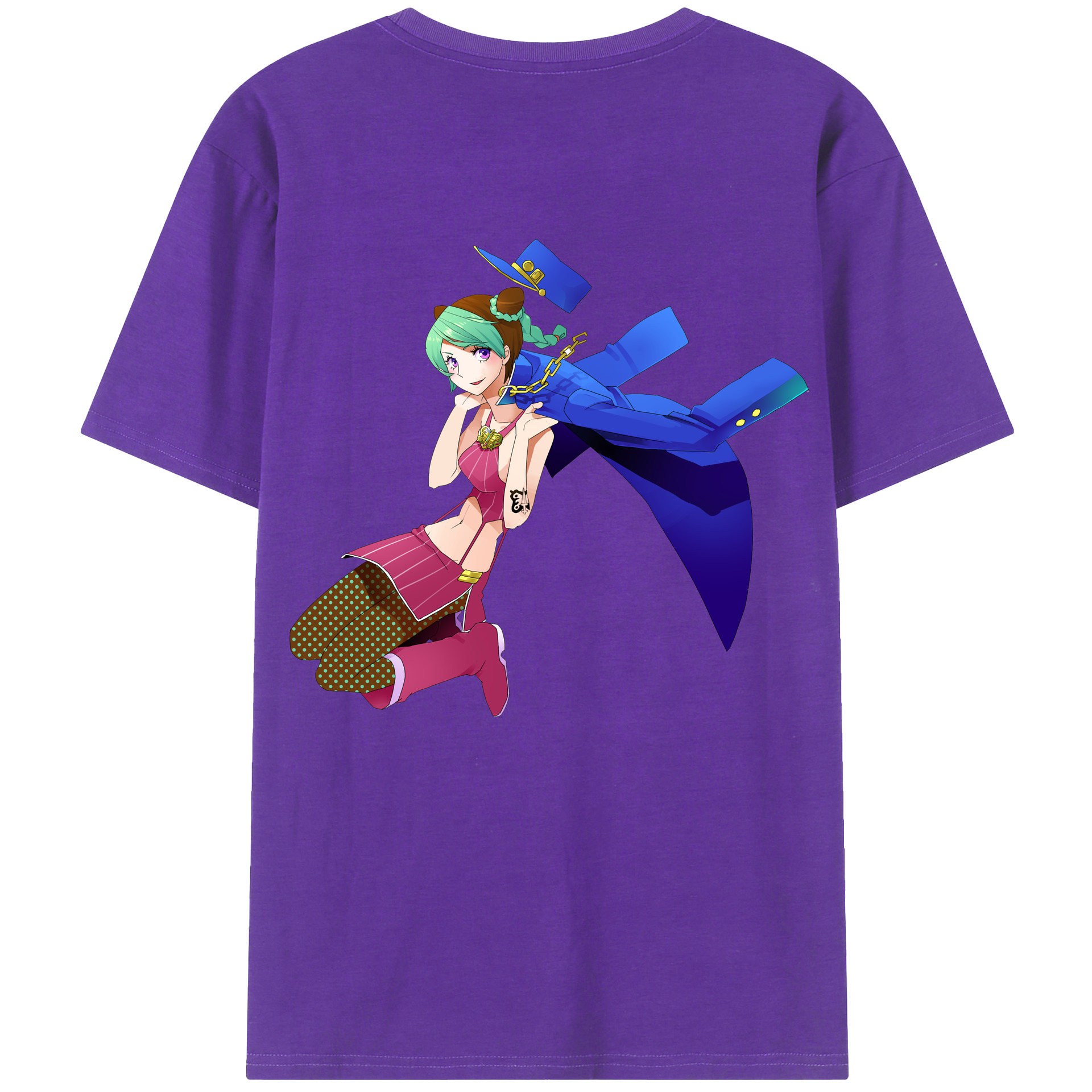 （画像用） "ジョジョの奇妙な冒険 くうじょう ジョリーン JoJo's Bizarre Adventure Jolyne Cujoh " 綿100％半袖Tシャツ（背面プリント）