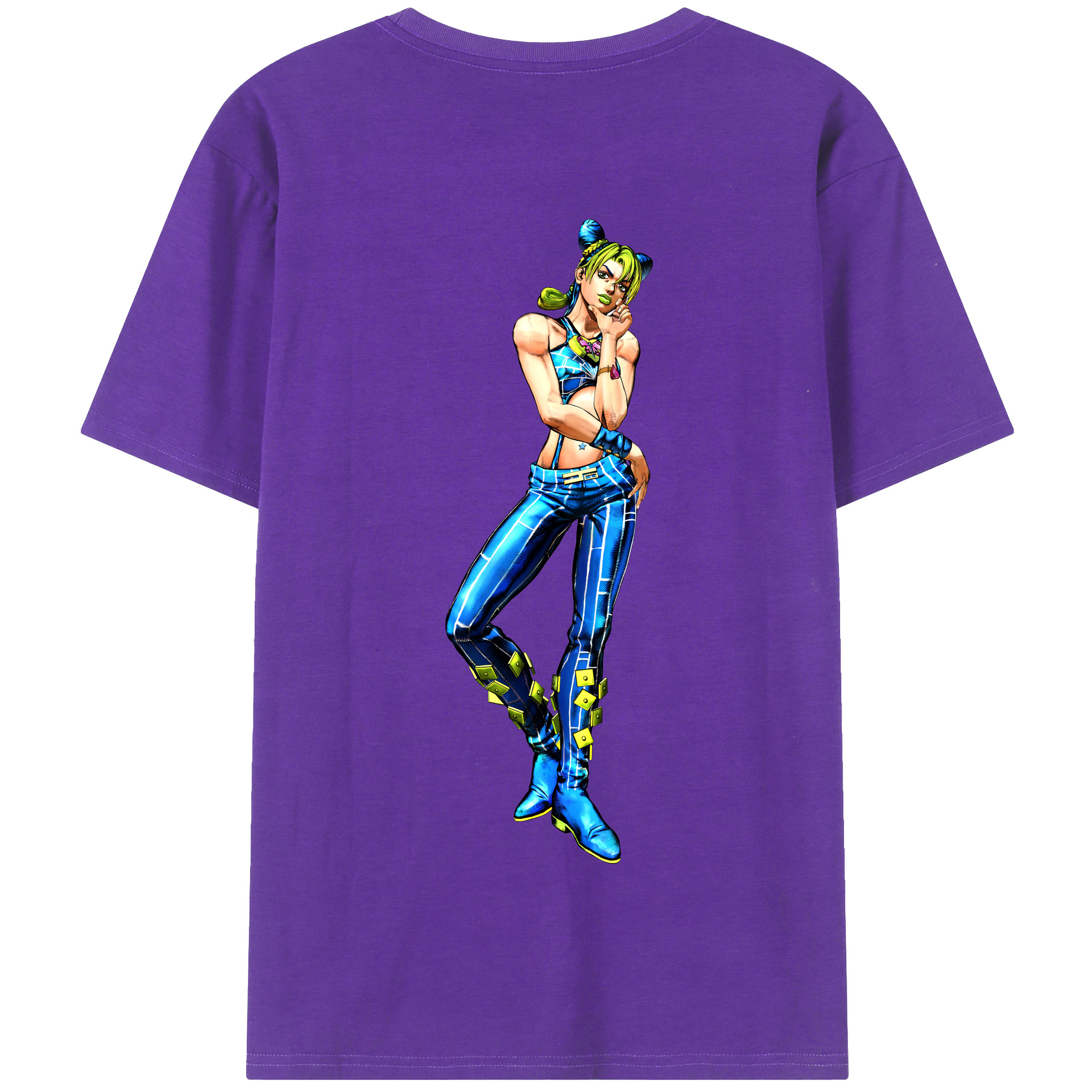 （画像用） "ジョジョの奇妙な冒険 くうじょう ジョリーン JoJo's Bizarre Adventure Jolyne Cujoh " 綿100％半袖Tシャツ（背面プリント）