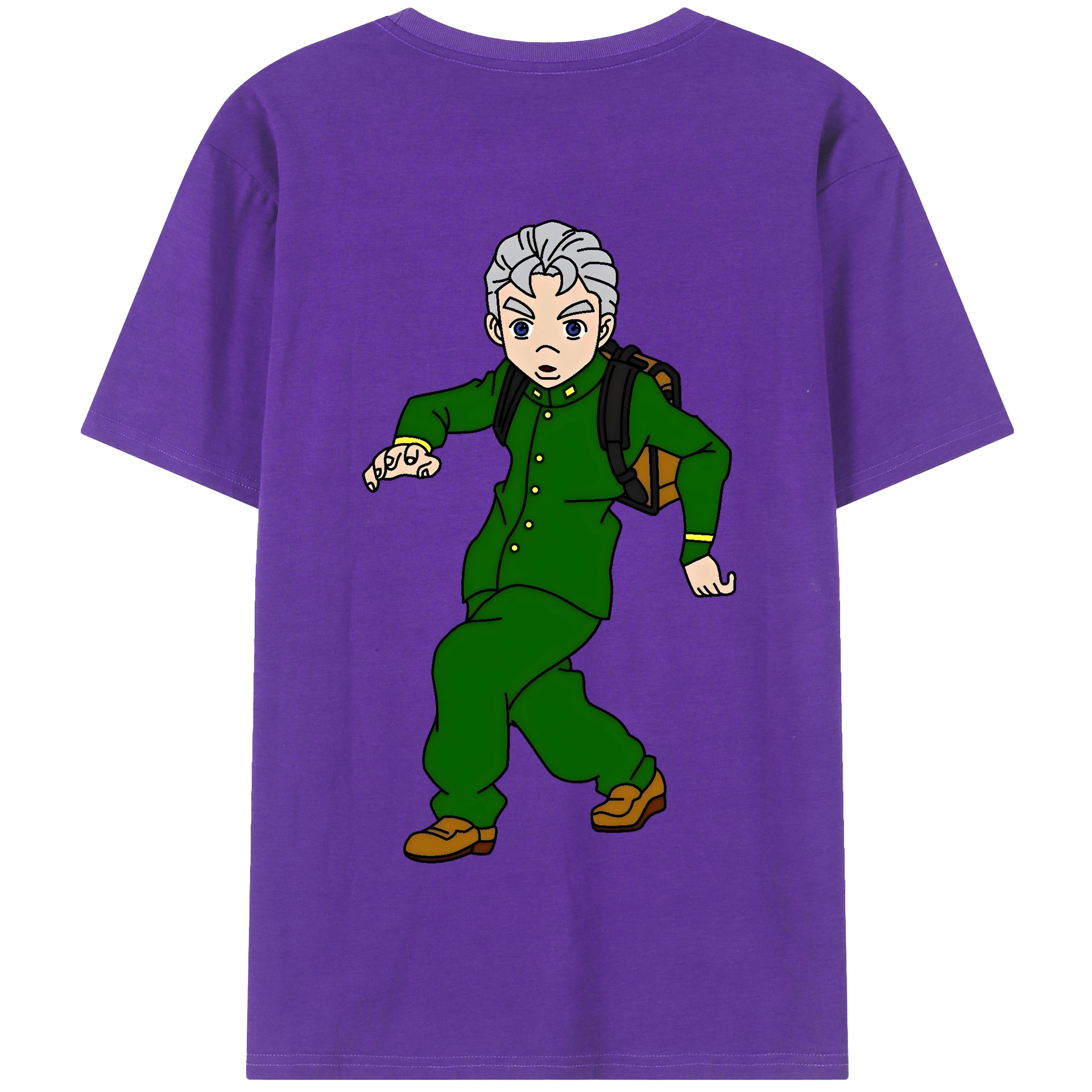 （画像用） ジョジョの奇妙な冒険 広瀨康一 JoJo's Bizarre Adventure Hirose Koichi 綿100％半袖Tシャツ（背面プリント）