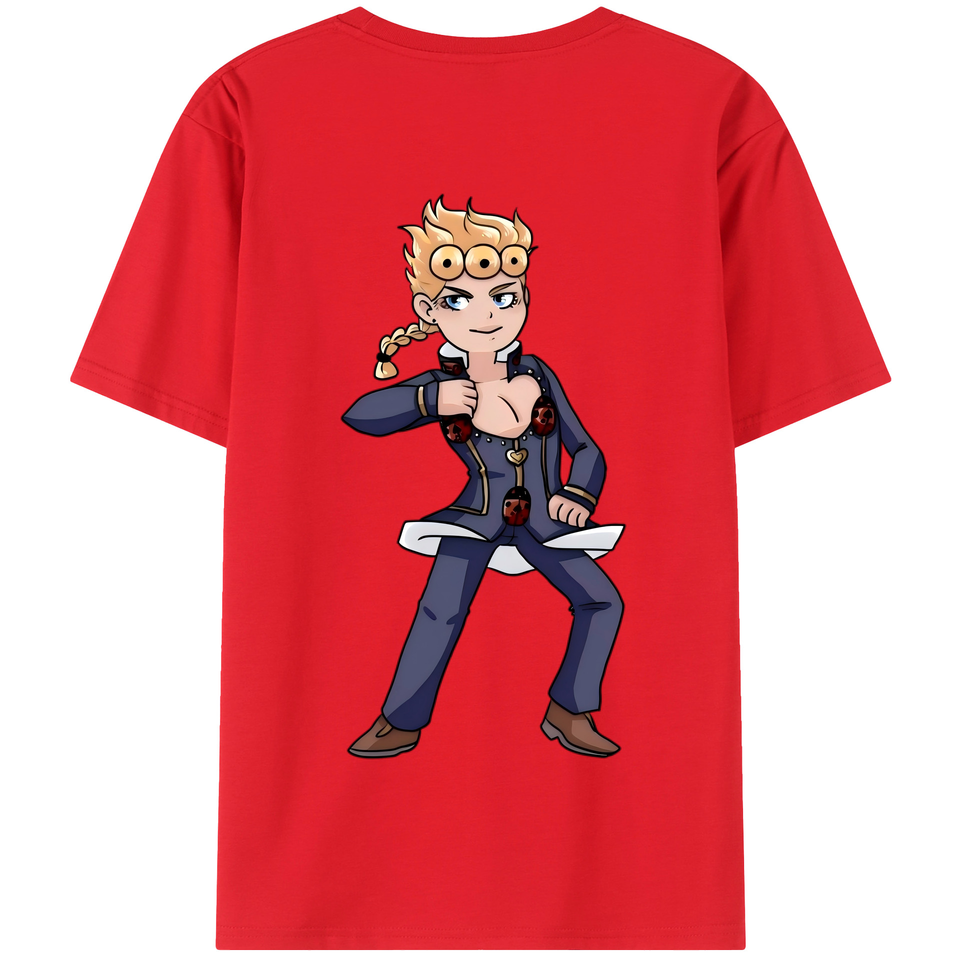 （画像用） ジョジョの奇妙な冒険 ジョルノ?ジョバァーナ JoJo's Bizarre Adventure Giorno Giovanna 綿100％半袖Tシャツ（背面プリント）