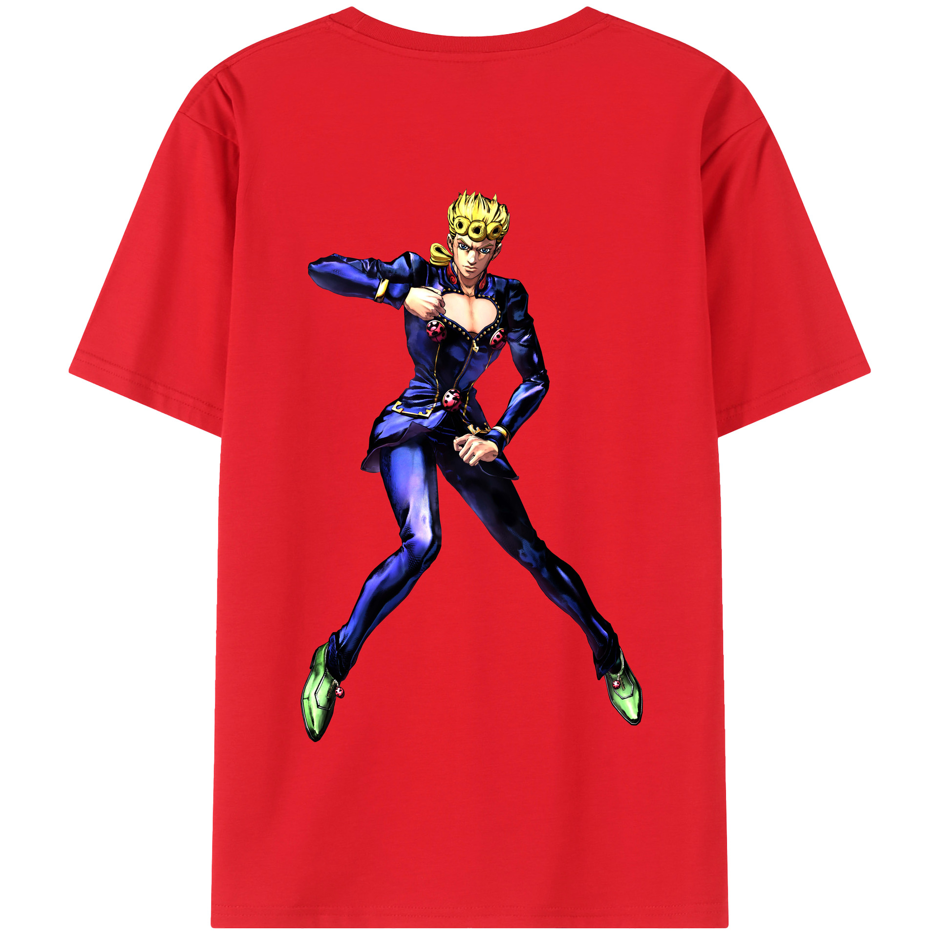 （画像用） ジョジョの奇妙な冒険 ジョルノ?ジョバァーナ JoJo's Bizarre Adventure Giorno Giovanna 綿100％半袖Tシャツ（背面プリント）