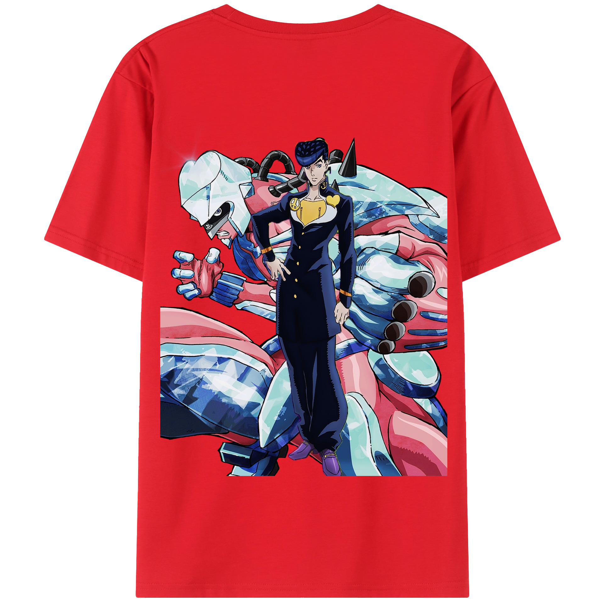 （画像用） ジョジョの奇妙な冒険 ひがしかた じょうすけ JoJo's Bizarre Adventure Higashikata Josuke 綿100％半袖Tシャツ（背面プリント）