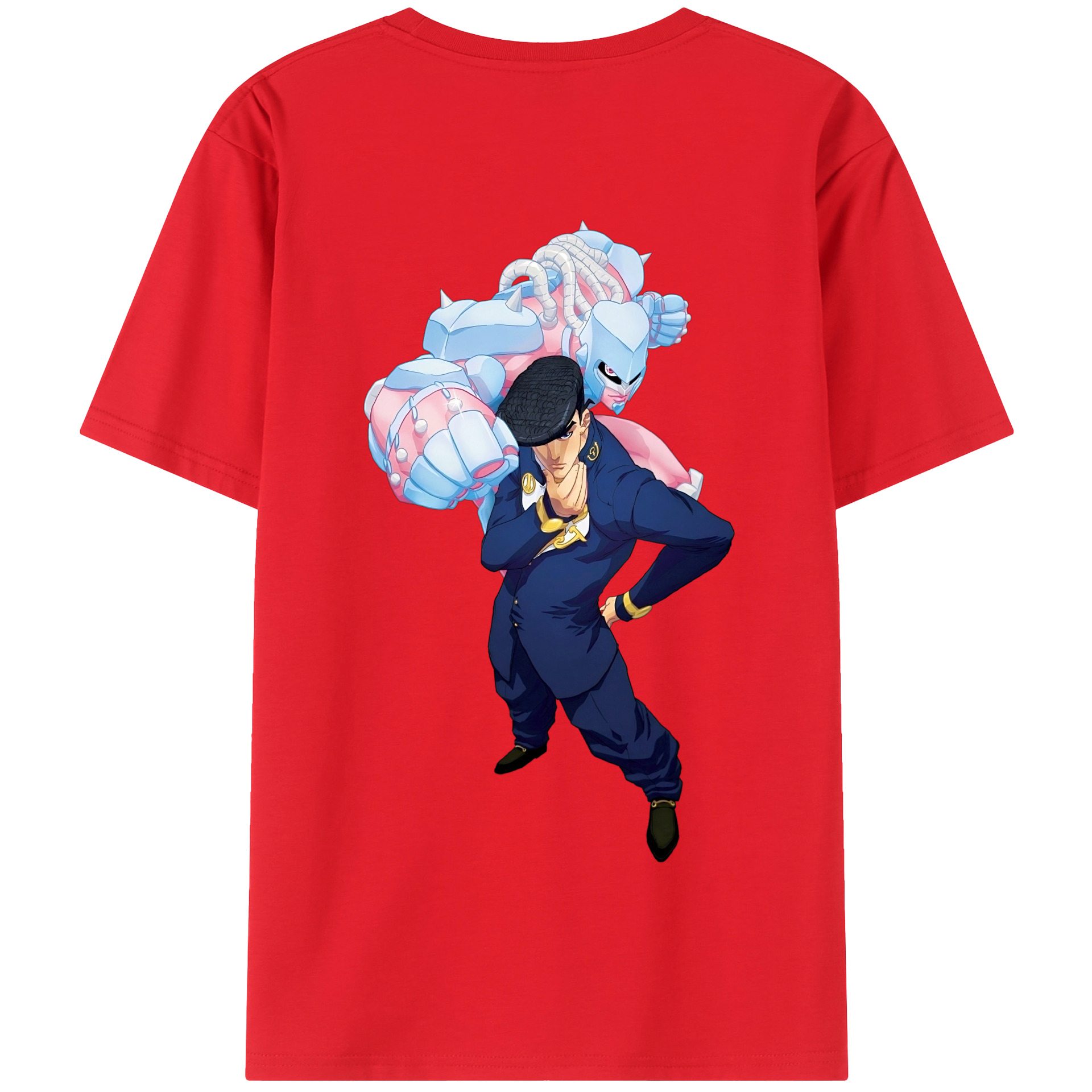 （画像用） ジョジョの奇妙な冒険 ひがしかた じょうすけ JoJo's Bizarre Adventure Higashikata Josuke 綿100％半袖Tシャツ（背面プリント）
