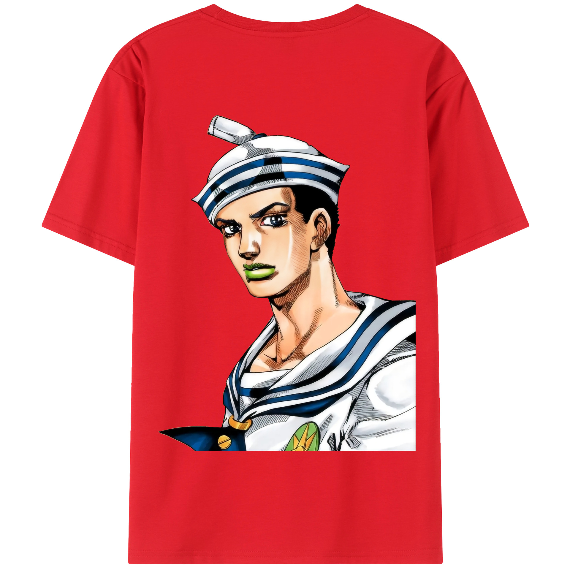 （画像用） ジョジョの奇妙な冒険 東方定助 JoJo's Bizarre Adventure Higashikata Josuke 綿100％半袖Tシャツ（背面プリント）