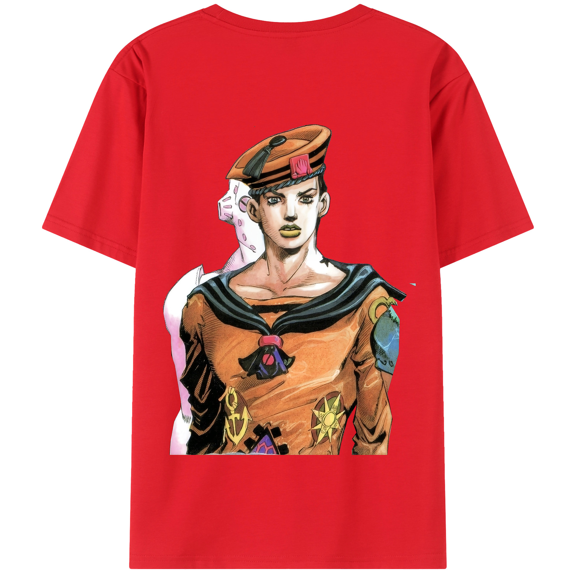 （画像用） ジョジョの奇妙な冒険 東方定助 JoJo's Bizarre Adventure Higashikata Josuke 綿100％半袖Tシャツ（背面プリント）
