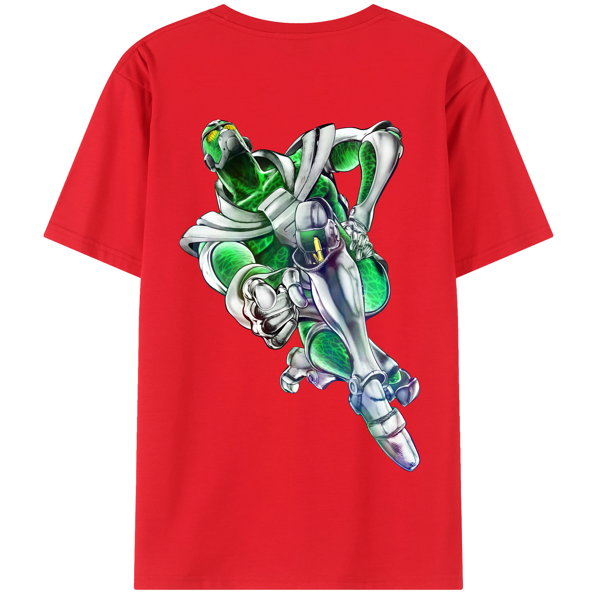 （画像用） ジョジョの奇妙な冒険 花京院 典明（かきょういん のりあき） JoJo's Bizarre Adventure Kakyoin Noriaki 綿100％半袖Tシャツ（背面プリント）