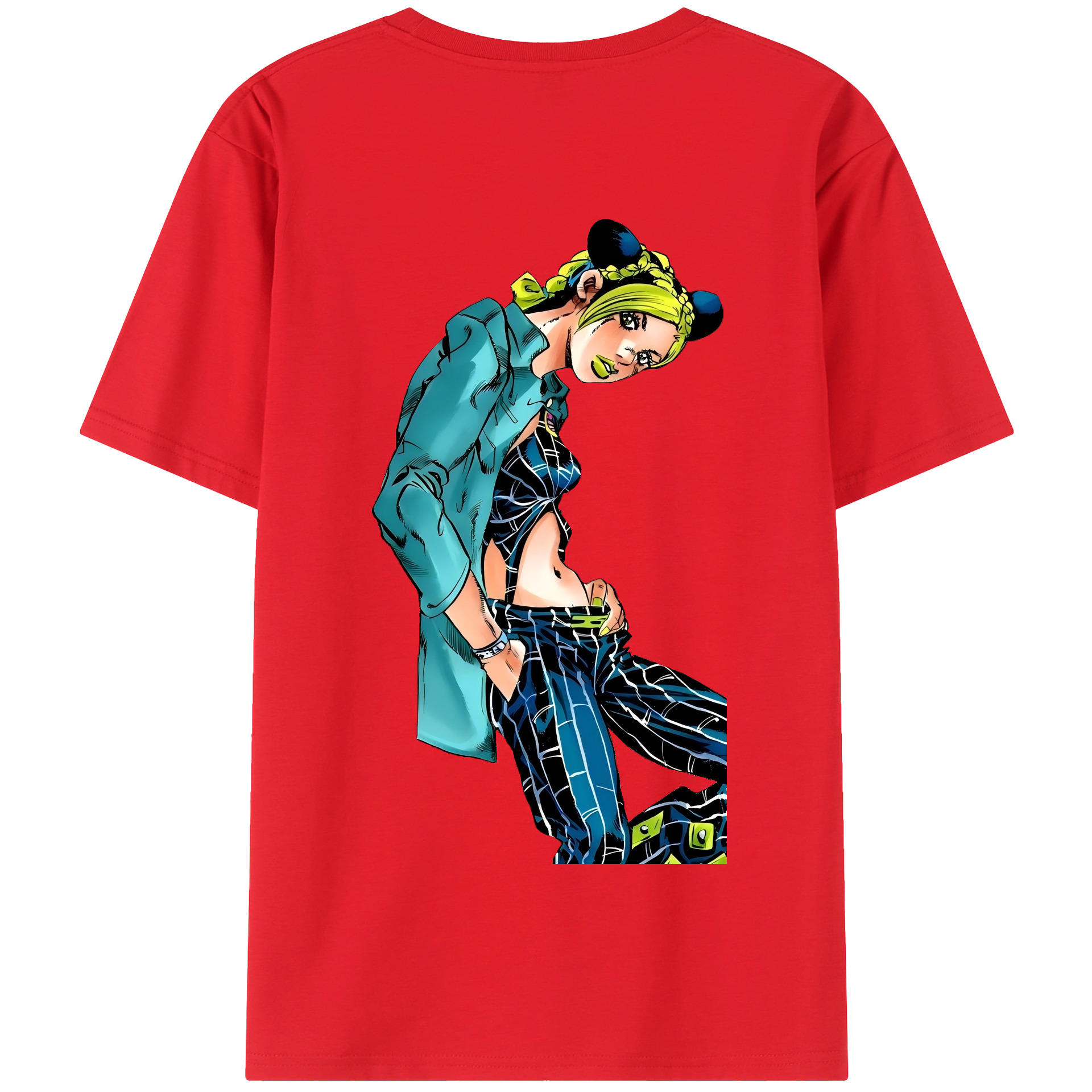 （画像用） "ジョジョの奇妙な冒険 くうじょう ジョリーン JoJo's Bizarre Adventure Jolyne Cujoh " 綿100％半袖Tシャツ（背面プリント）