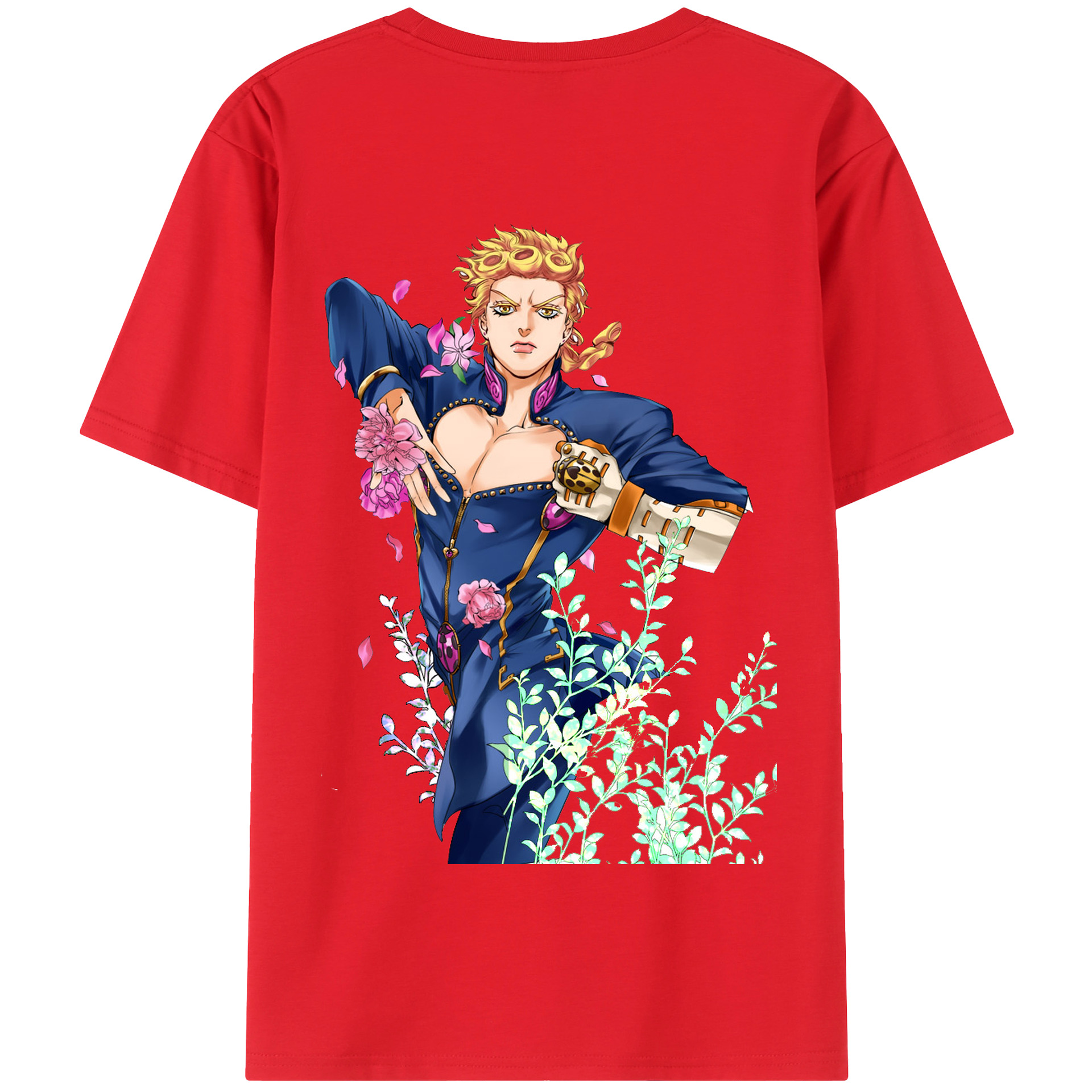（画像用） ジョジョの奇妙な冒険 ジョルノ?ジョバァーナ JoJo's Bizarre Adventure Giorno Giovanna 綿100％半袖Tシャツ（背面プリント）