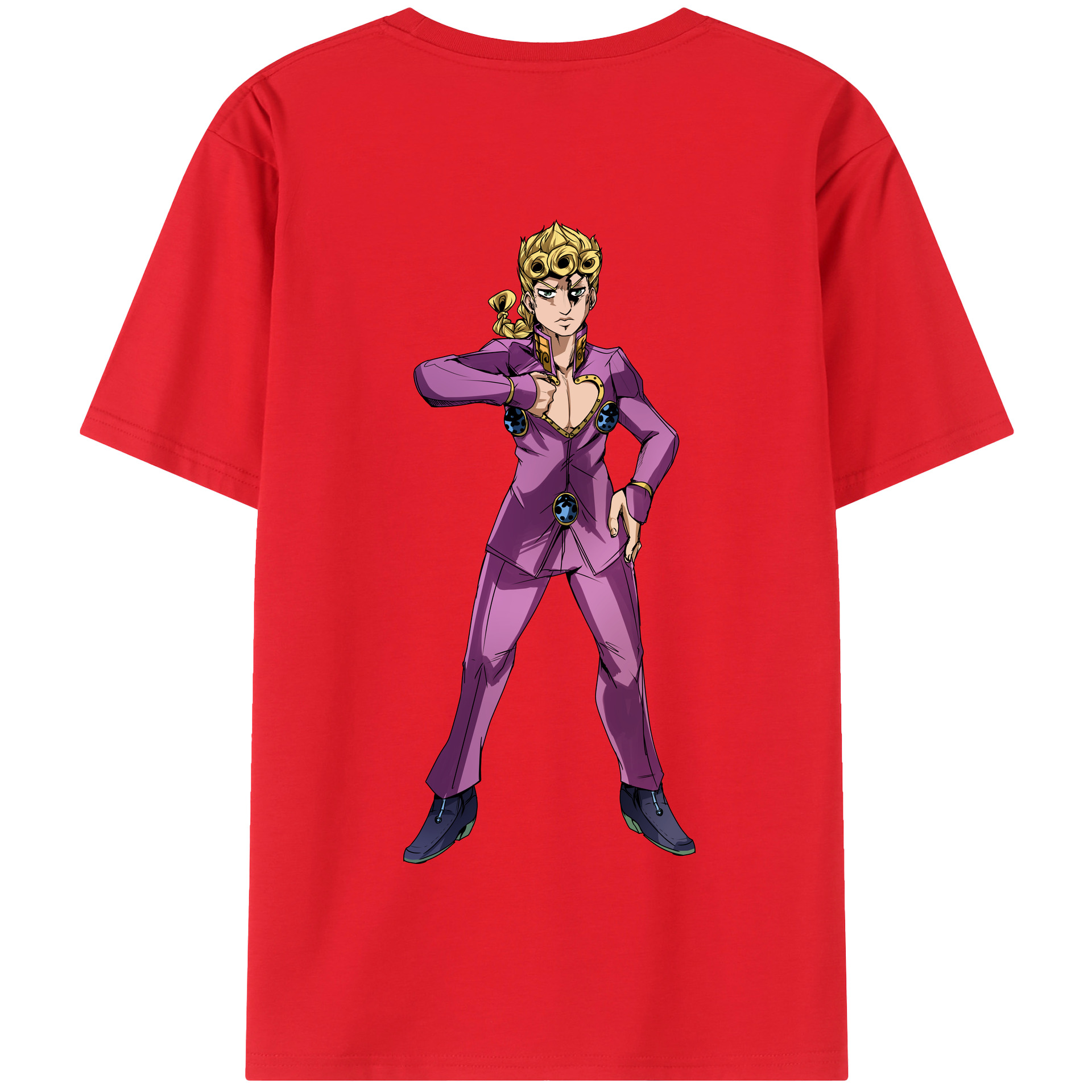 （画像用） ジョジョの奇妙な冒険 ジョルノ?ジョバァーナ JoJo's Bizarre Adventure Giorno Giovanna 綿100％半袖Tシャツ（背面プリント）