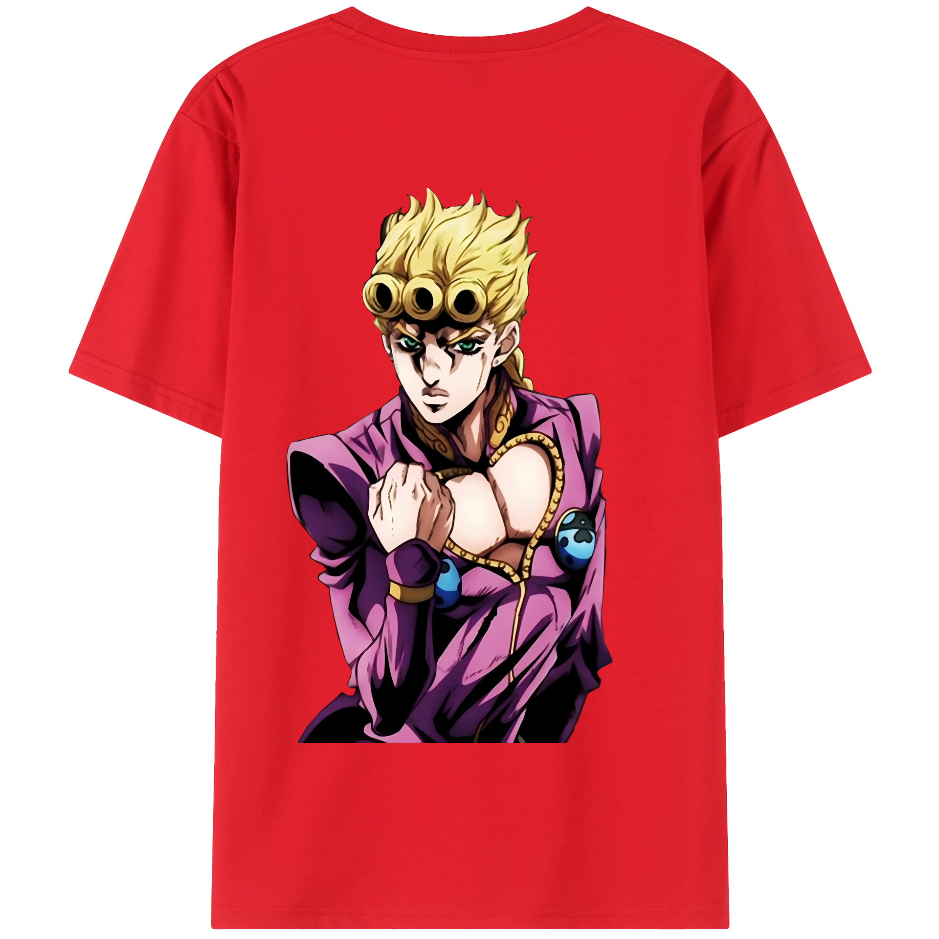 （画像用） ジョジョの奇妙な冒険 ジョルノ?ジョバァーナ JoJo's Bizarre Adventure Giorno Giovanna 綿100％半袖Tシャツ（背面プリント）