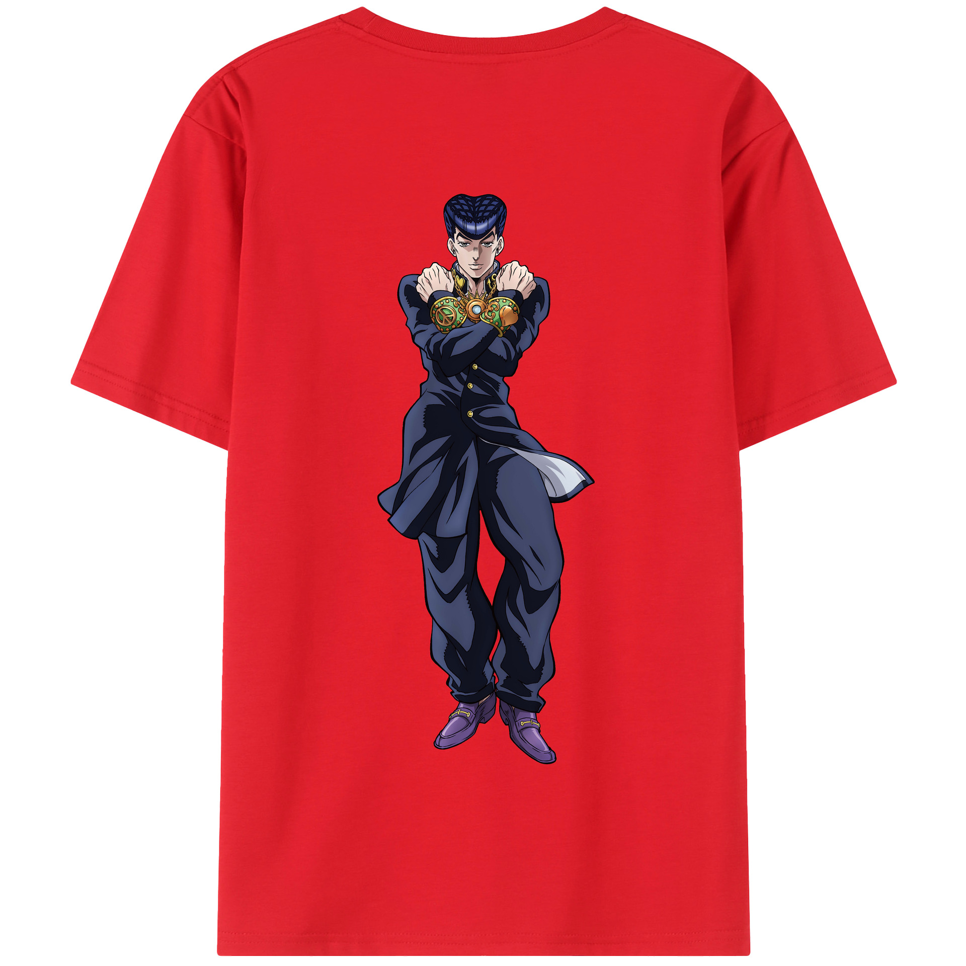 （画像用） ジョジョの奇妙な冒険 ひがしかた じょうすけ JoJo's Bizarre Adventure Higashikata Josuke 綿100％半袖Tシャツ（背面プリント）