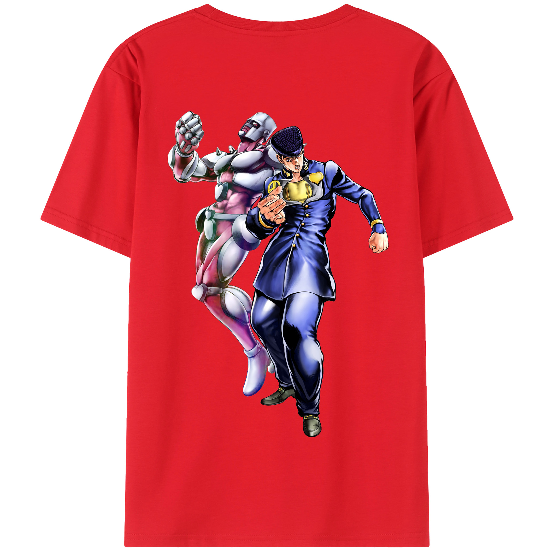 （画像用） ジョジョの奇妙な冒険 ひがしかた じょうすけ JoJo's Bizarre Adventure Higashikata Josuke 綿100％半袖Tシャツ（背面プリント）
