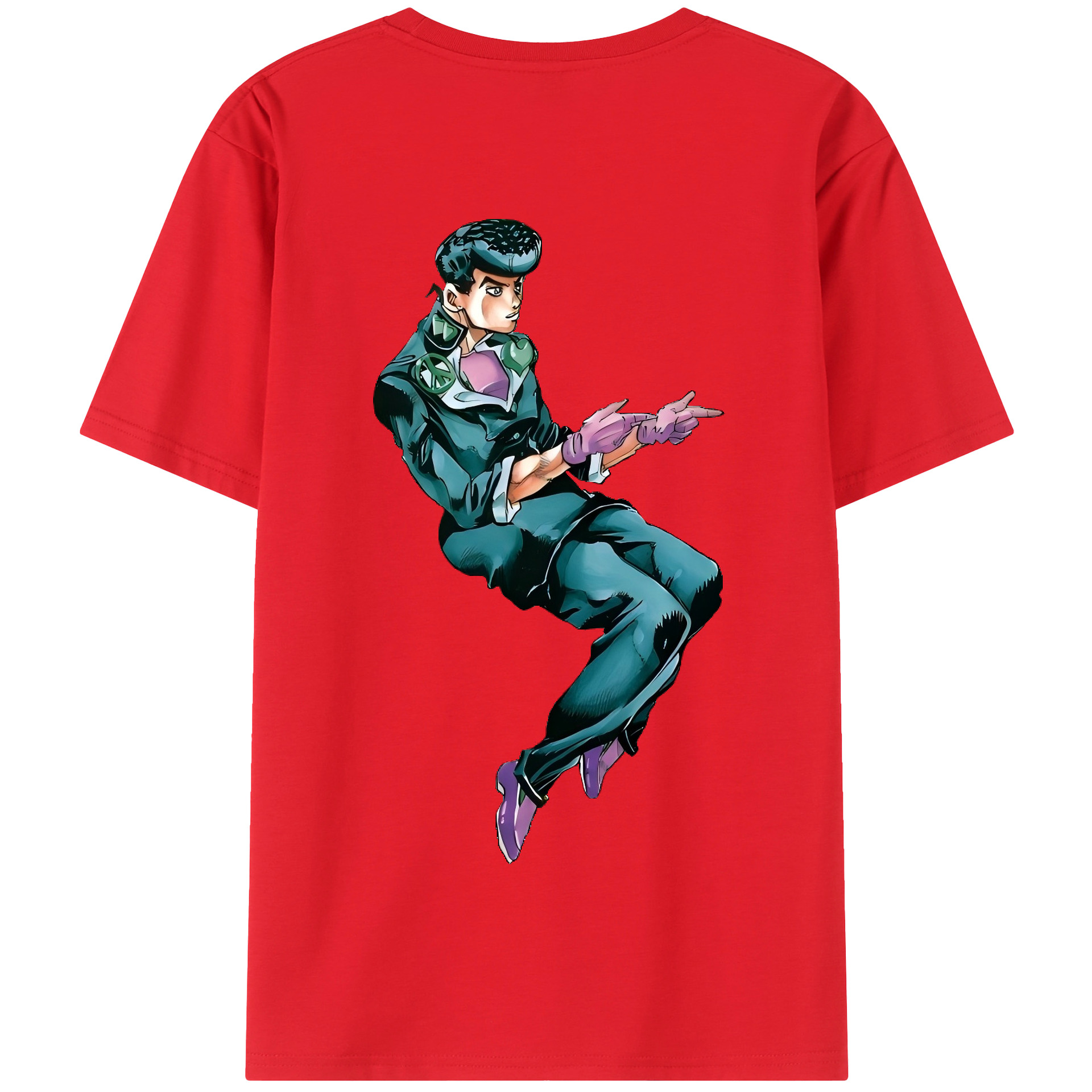 （画像用） ジョジョの奇妙な冒険 ひがしかた じょうすけ JoJo's Bizarre Adventure Higashikata Josuke 綿100％半袖Tシャツ（背面プリント）