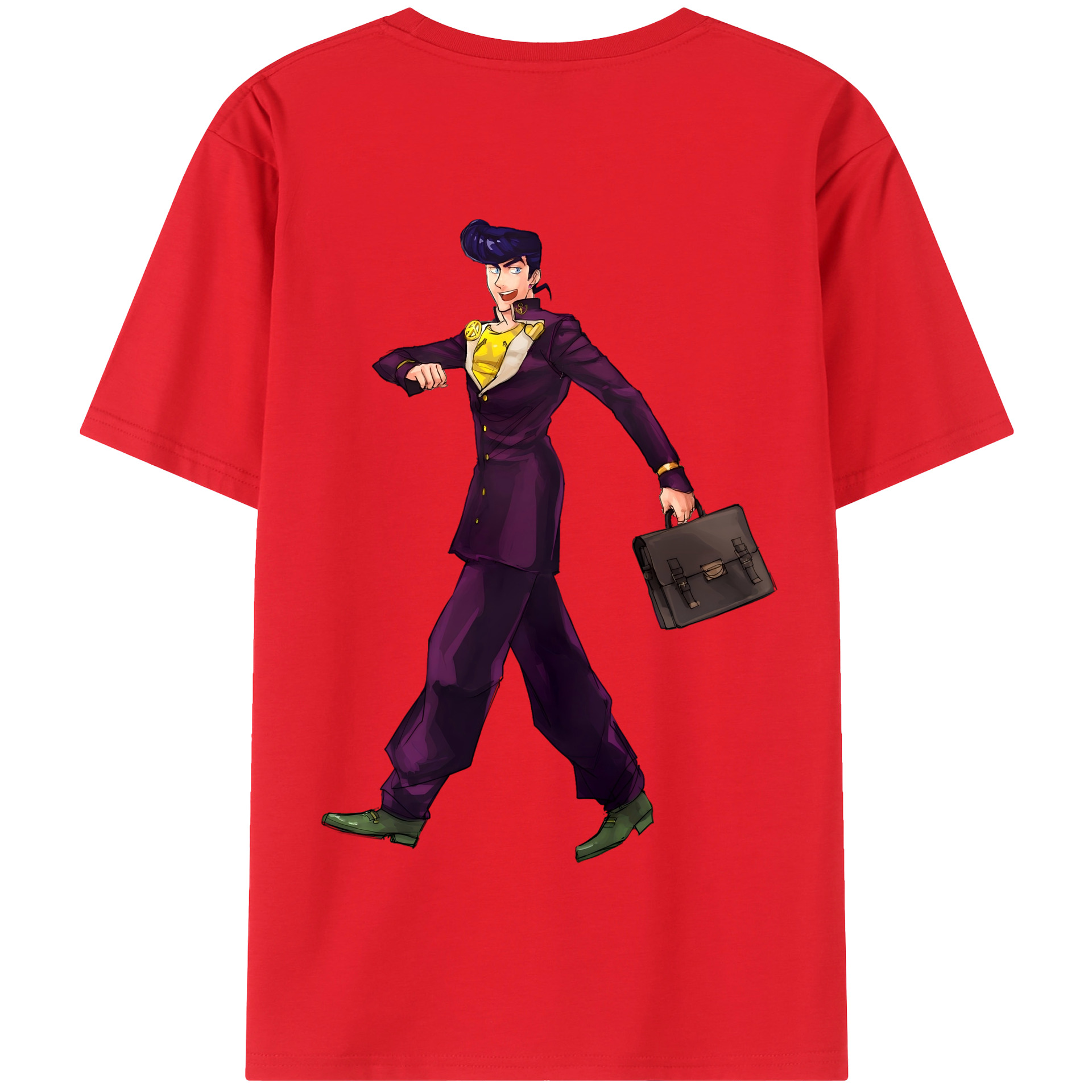 （画像用） ジョジョの奇妙な冒険 ひがしかた じょうすけ JoJo's Bizarre Adventure Higashikata Josuke 綿100％半袖Tシャツ（背面プリント）