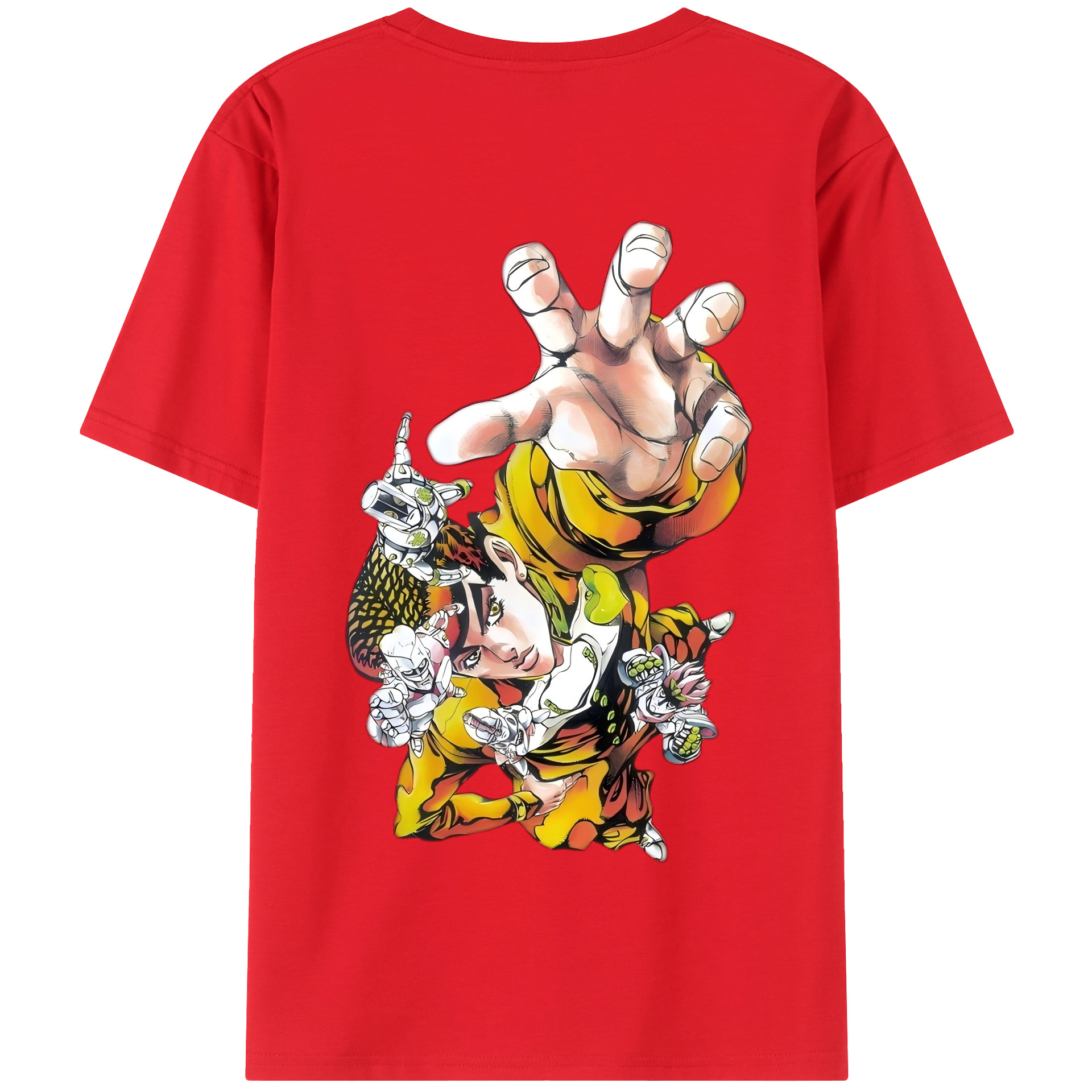 （画像用） ジョジョの奇妙な冒険 ひがしかた じょうすけ JoJo's Bizarre Adventure Higashikata Josuke 綿100％半袖Tシャツ（背面プリント）