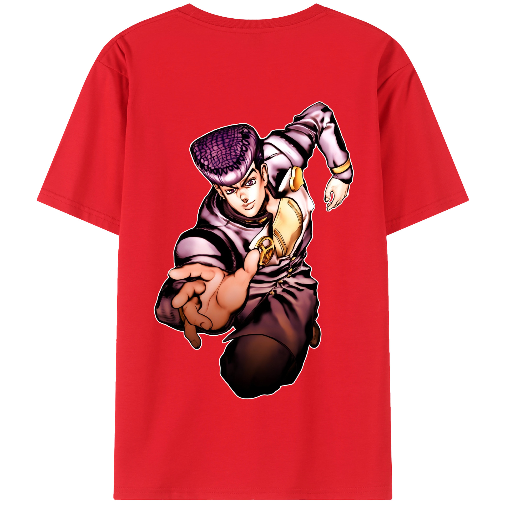 （画像用） ジョジョの奇妙な冒険 ひがしかた じょうすけ JoJo's Bizarre Adventure Higashikata Josuke 綿100％半袖Tシャツ（背面プリント）