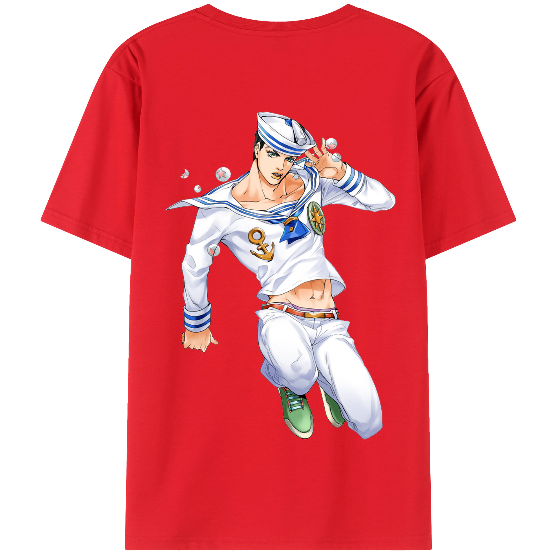 （画像用） ジョジョの奇妙な冒険 東方定助 JoJo's Bizarre Adventure Higashikata Josuke 綿100％半袖Tシャツ（背面プリント）