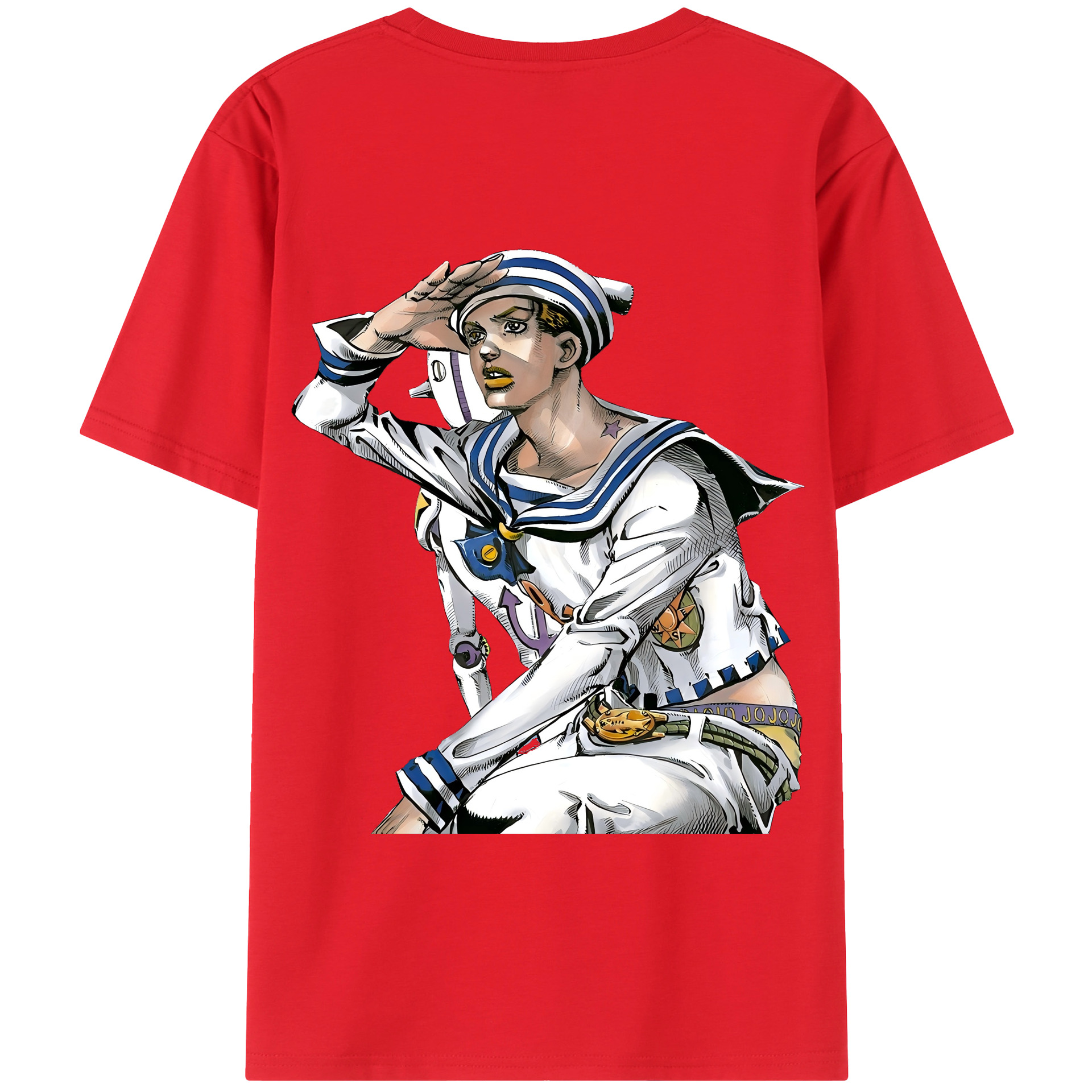 （画像用） ジョジョの奇妙な冒険 東方定助 JoJo's Bizarre Adventure Higashikata Josuke 綿100％半袖Tシャツ（背面プリント）