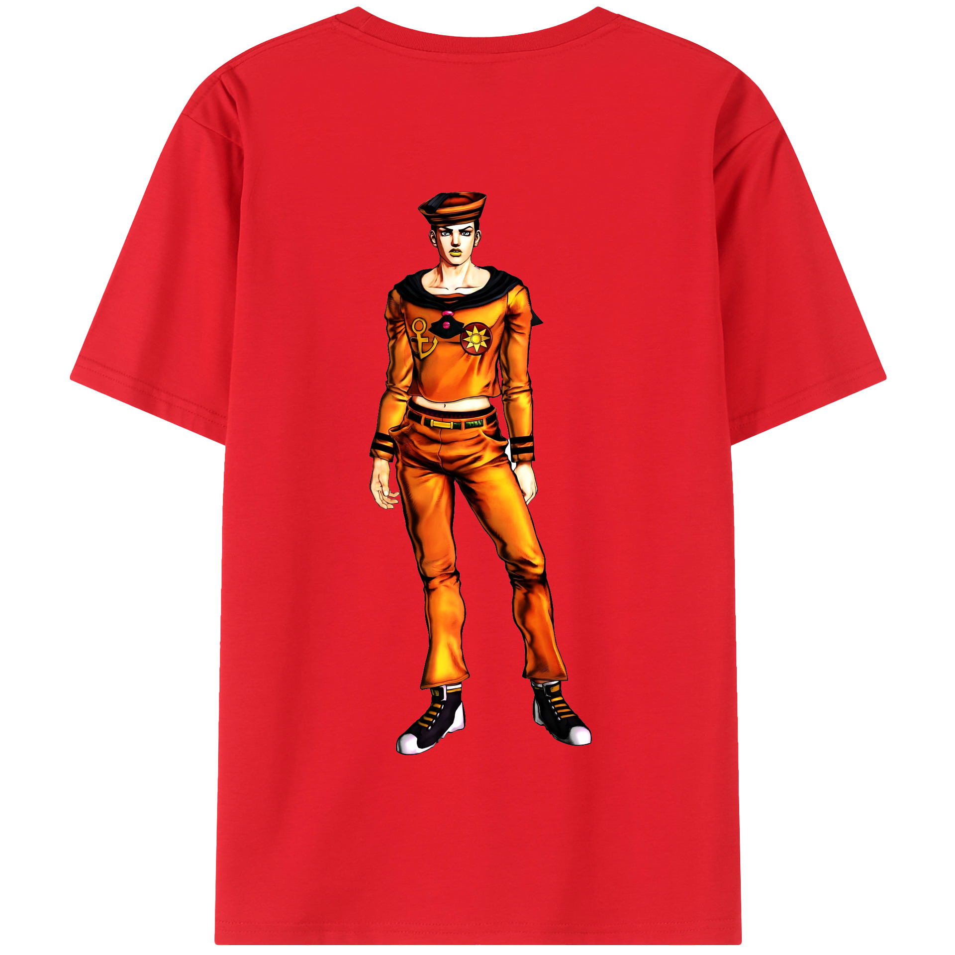 （画像用） ジョジョの奇妙な冒険 東方定助 JoJo's Bizarre Adventure Higashikata Josuke 綿100％半袖Tシャツ（背面プリント）