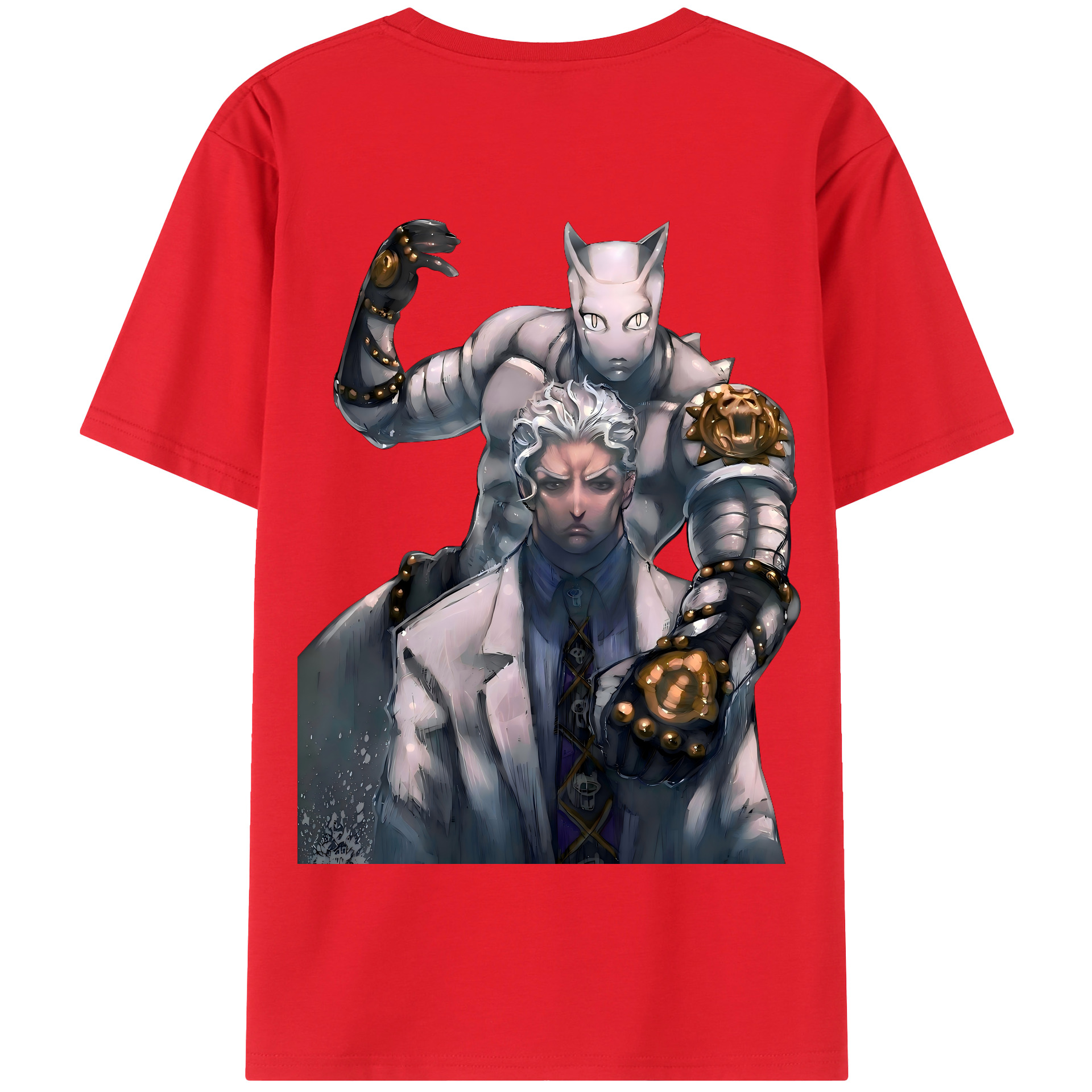 （画像用） ジョジョの奇妙な冒険 きら よしかげ JoJo's Bizarre Adventure Kira Yoshikage 綿100％半袖Tシャツ（背面プリント）