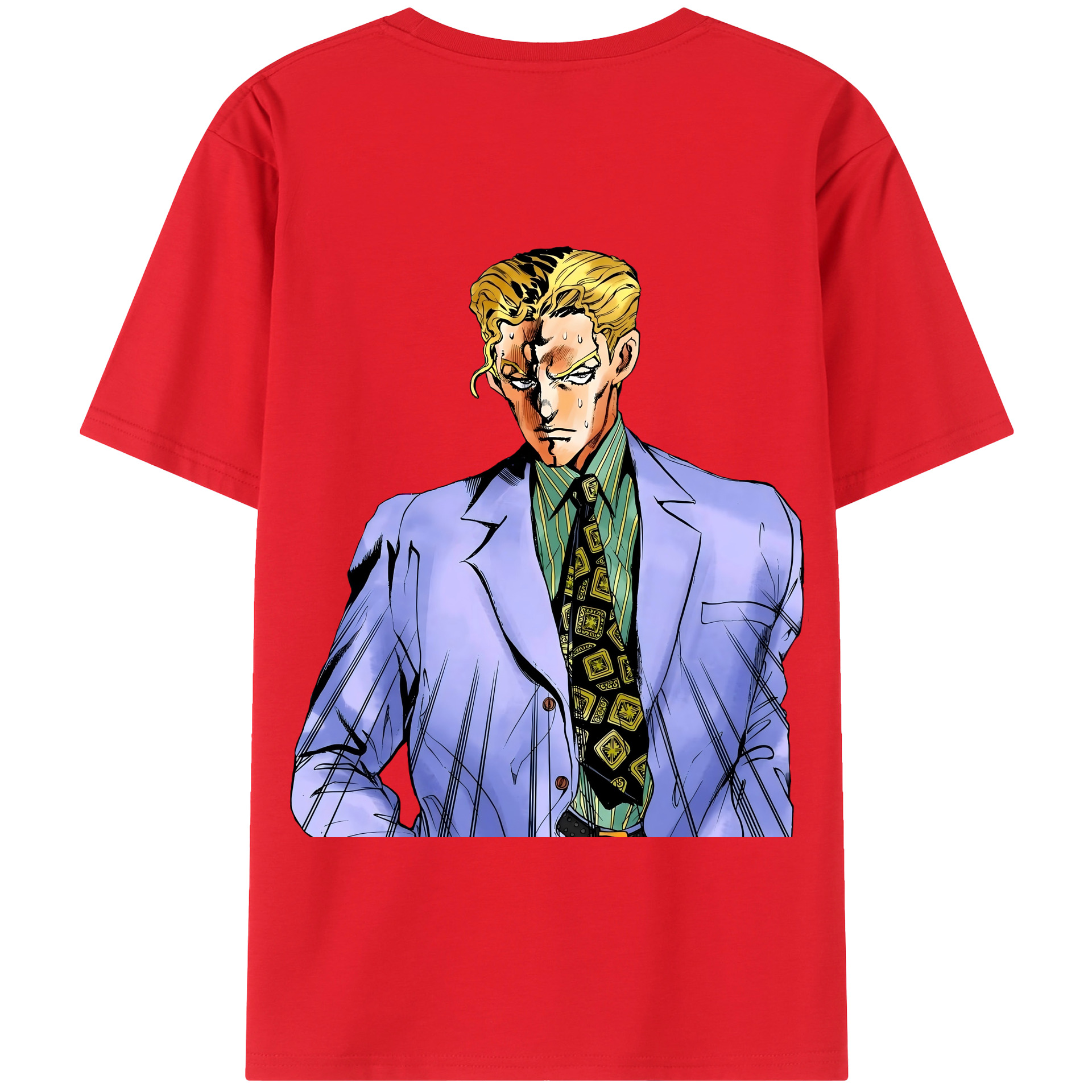（画像用） ジョジョの奇妙な冒険 きら よしかげ JoJo's Bizarre Adventure Kira Yoshikage 綿100％半袖Tシャツ（背面プリント）