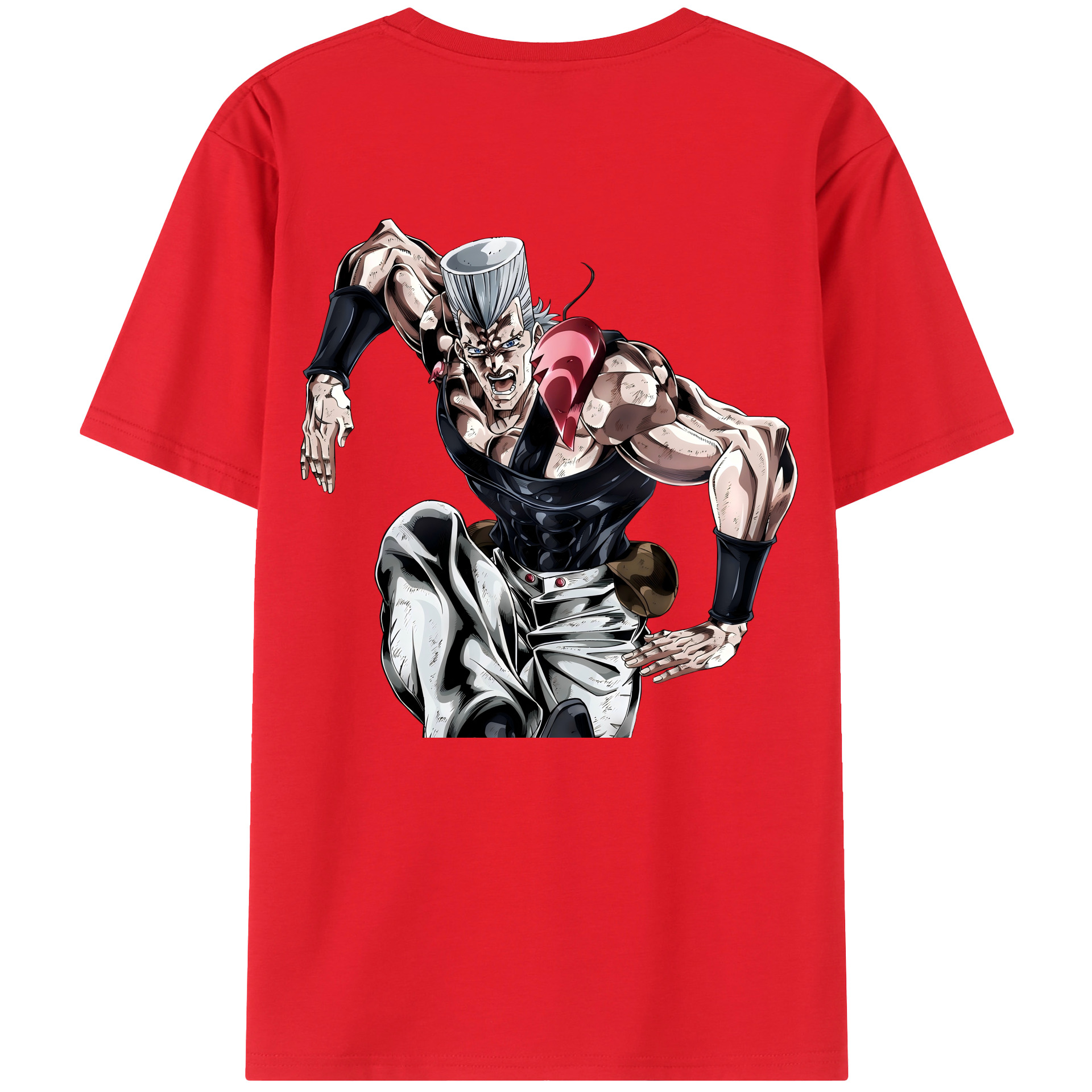 （画像用） ジョジョの奇妙な冒険 ジャン＝ピエール?ポルナレフ JoJo's Bizarre Adventure Jan Pierre Polnareff 綿100％半袖Tシャツ（背面プリント）