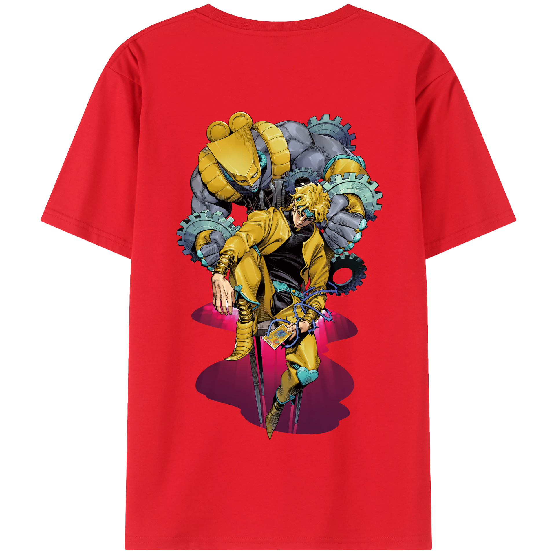（画像用） ジョジョの奇妙な冒険 ディオ?ブランドー JoJo's Bizarre Adventure Dio Brando 綿100％半袖Tシャツ（背面プリント）
