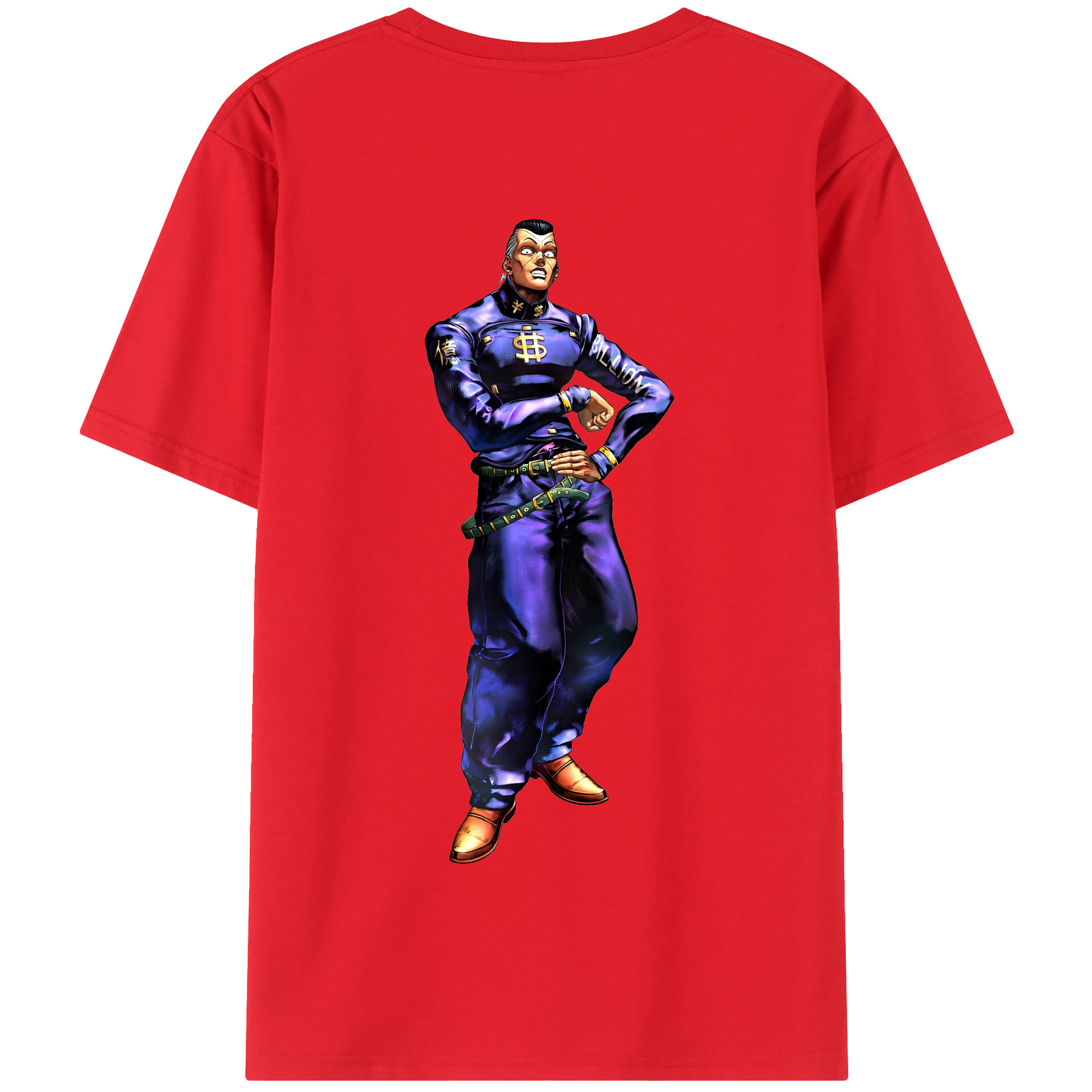 （画像用） ジョジョの奇妙な冒険 虹村億泰 にじむら おくやす JoJo's Bizarre Adventure Nijimura Okuyasu 綿100％半袖Tシャツ（背面プリント）