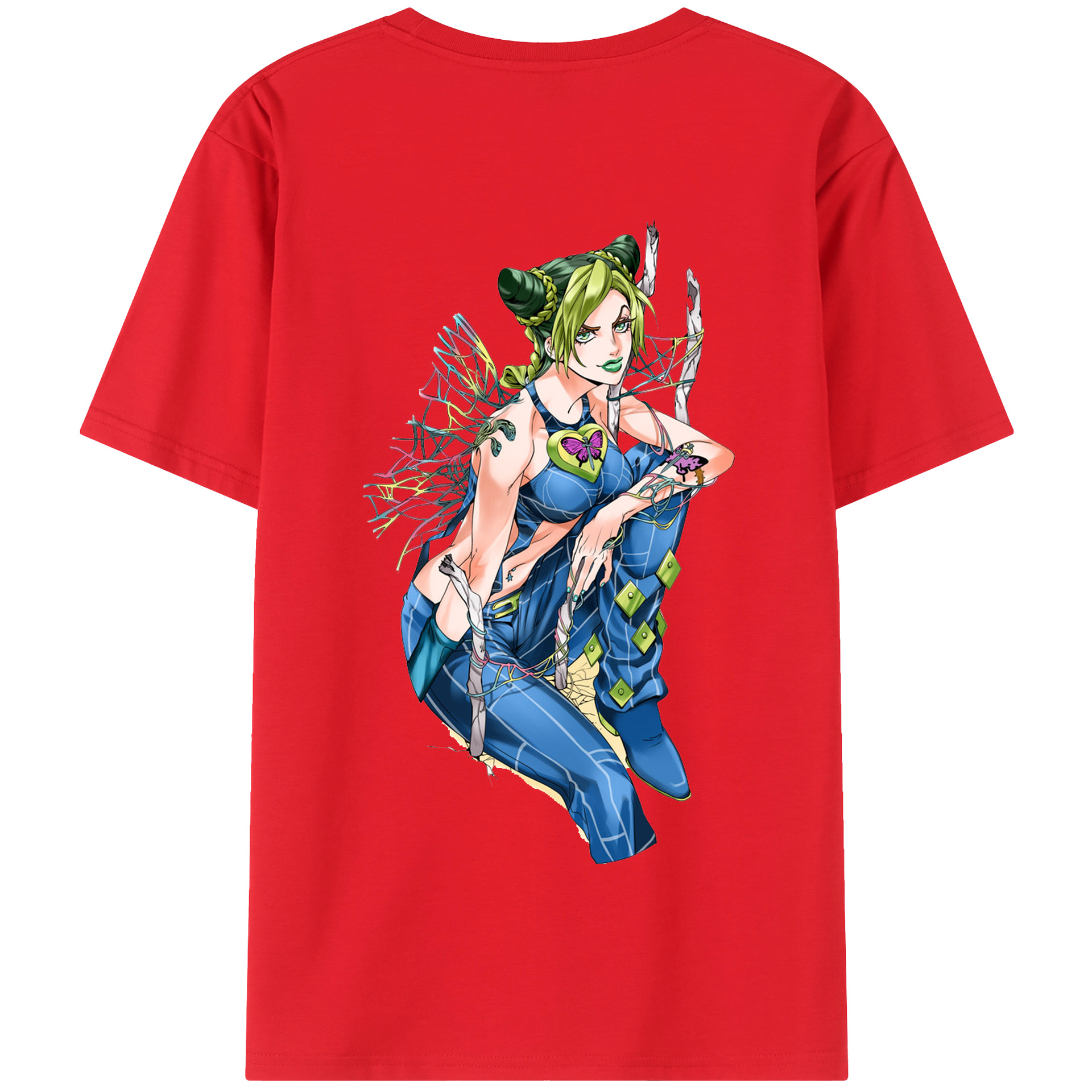 （画像用） "ジョジョの奇妙な冒険 くうじょう ジョリーン JoJo's Bizarre Adventure Jolyne Cujoh " 綿100％半袖Tシャツ（背面プリント）