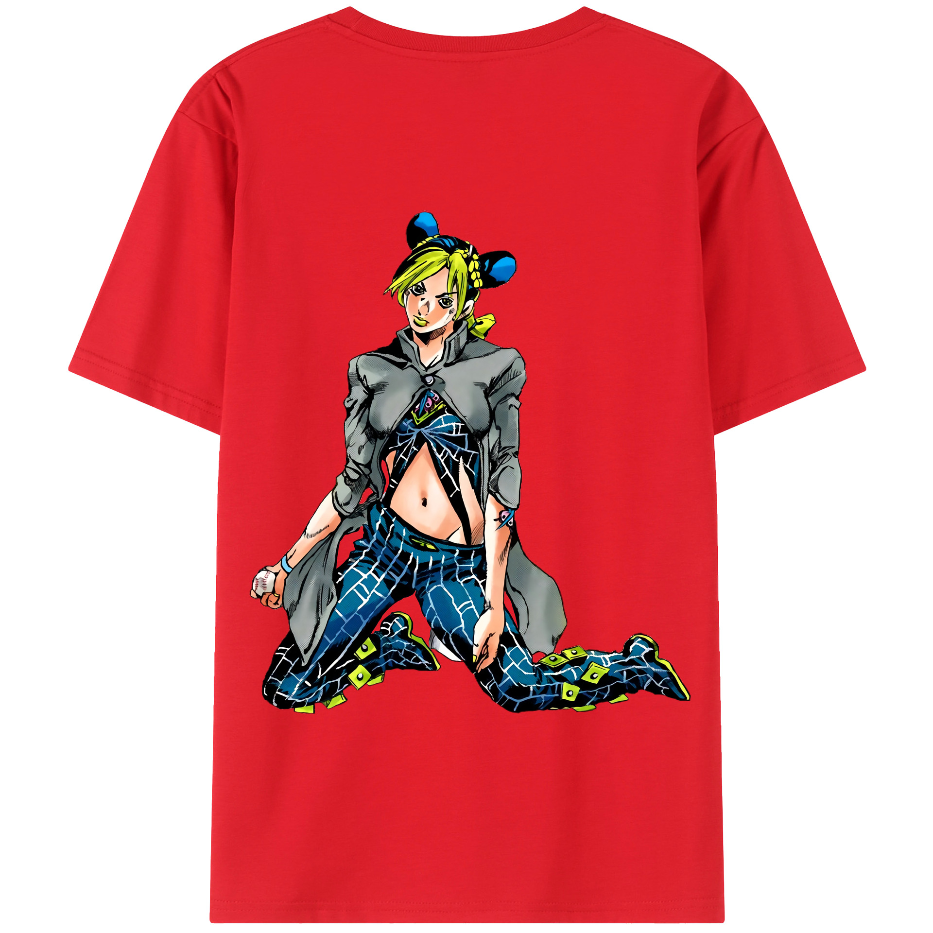 （画像用） "ジョジョの奇妙な冒険 くうじょう ジョリーン JoJo's Bizarre Adventure Jolyne Cujoh " 綿100％半袖Tシャツ（背面プリント）