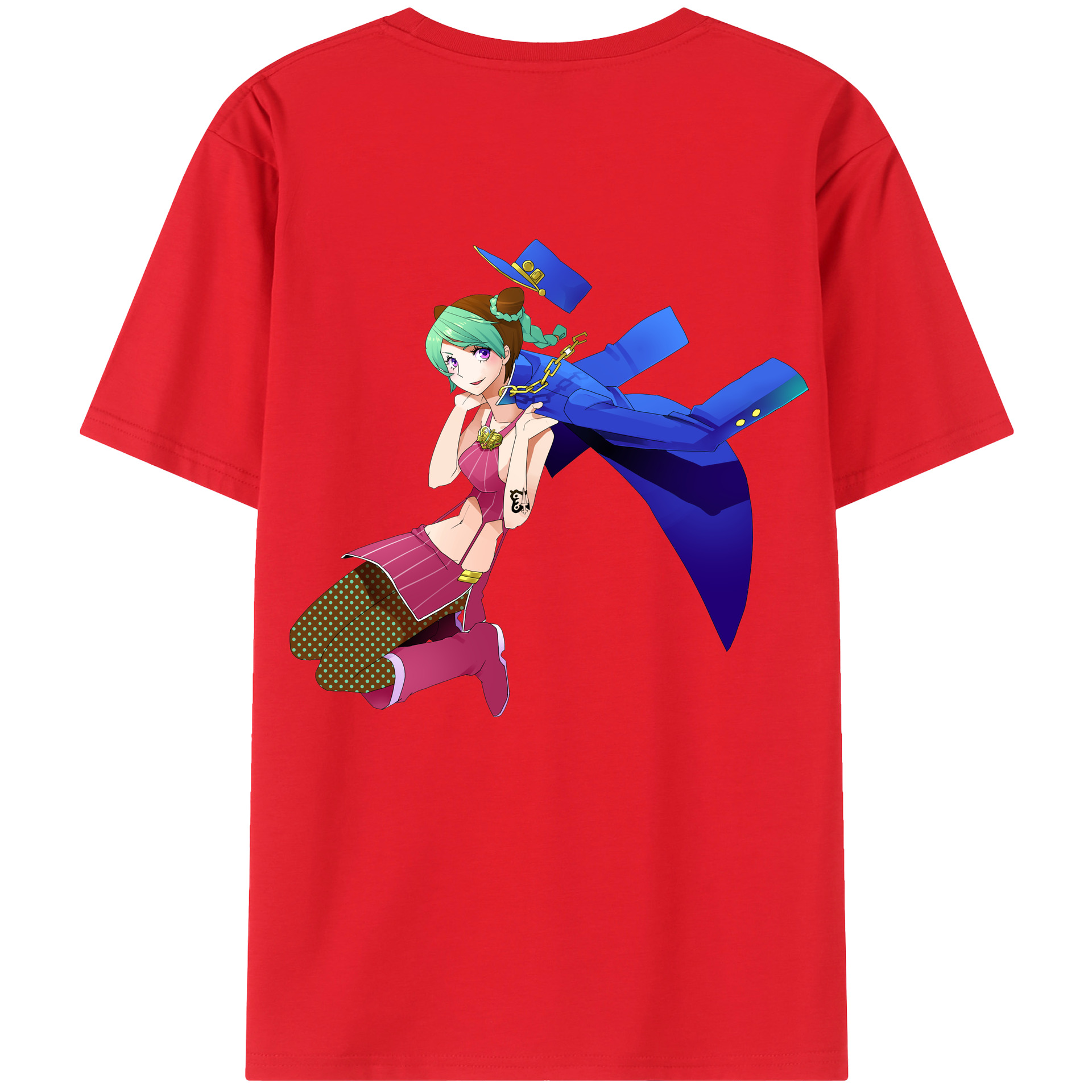 （画像用） "ジョジョの奇妙な冒険 くうじょう ジョリーン JoJo's Bizarre Adventure Jolyne Cujoh " 綿100％半袖Tシャツ（背面プリント）