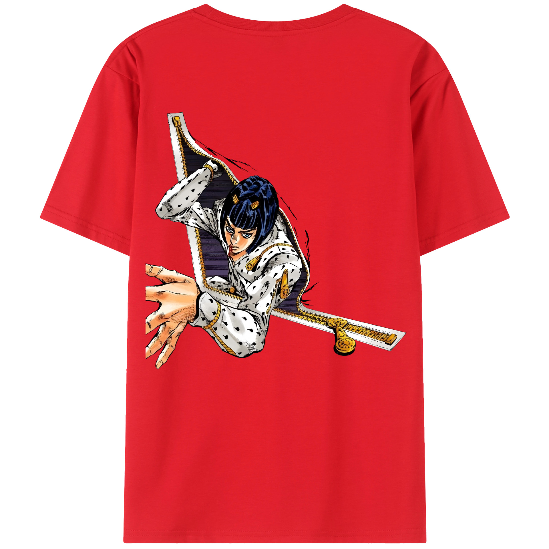 （画像用） ジョジョの奇妙な冒険 ブローノ?ブチャラティ JoJo's Bizarre Adventure Bruno Bucciarati 綿100％半袖Tシャツ（背面プリント）