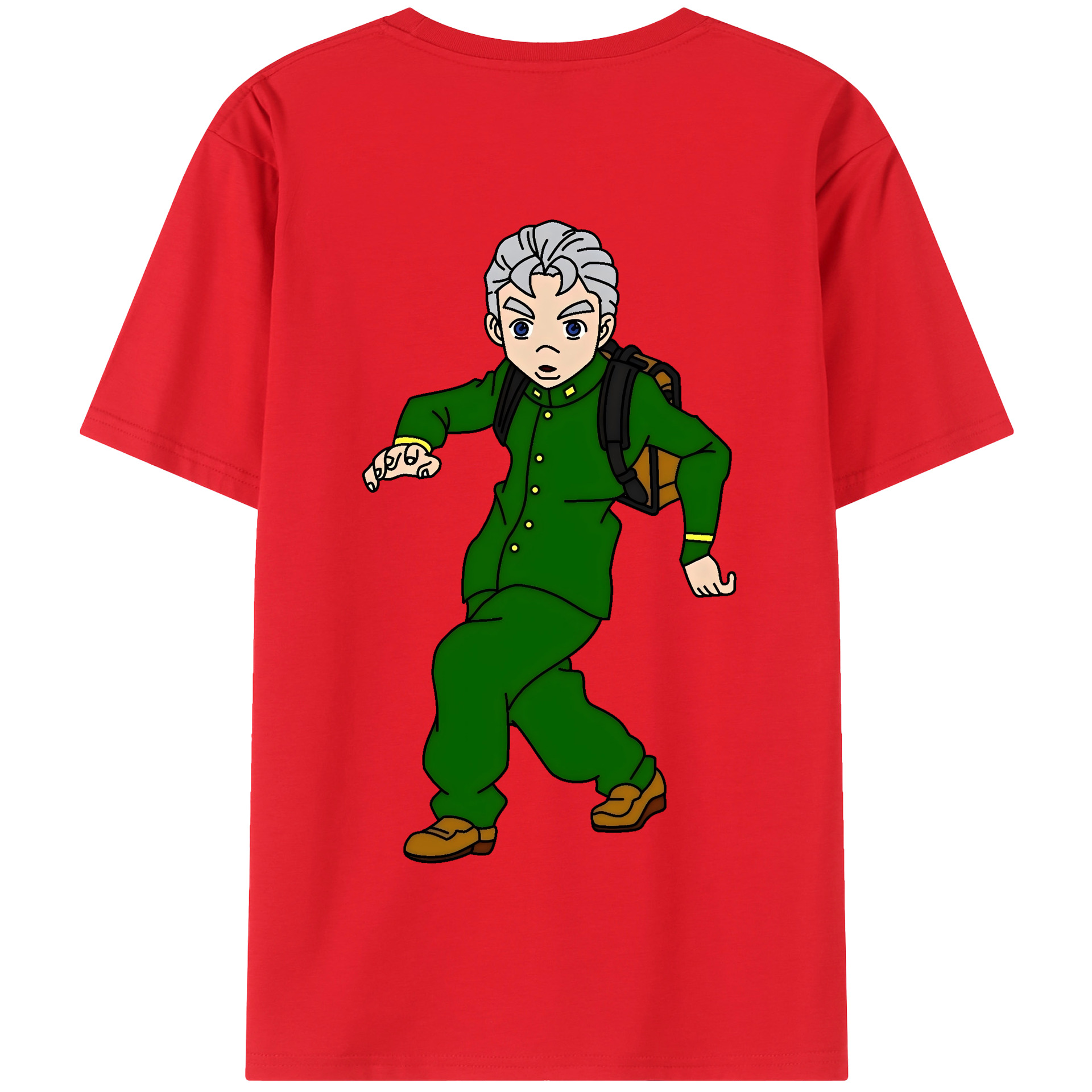 （画像用） ジョジョの奇妙な冒険 広瀨康一 JoJo's Bizarre Adventure Hirose Koichi 綿100％半袖Tシャツ（背面プリント）