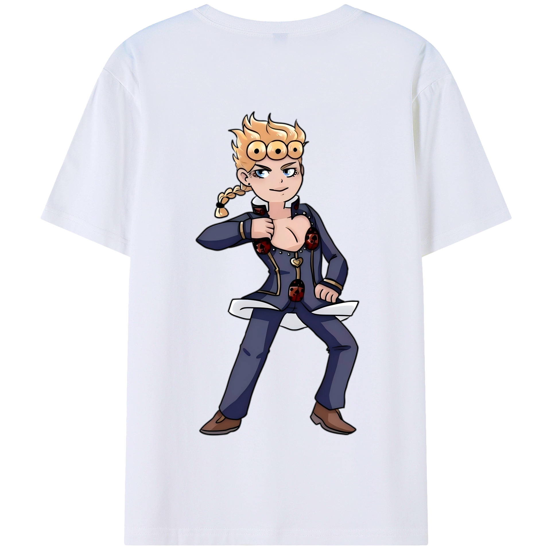 （画像用） ジョジョの奇妙な冒険 ジョルノ?ジョバァーナ JoJo's Bizarre Adventure Giorno Giovanna 綿100％半袖Tシャツ（背面プリント）