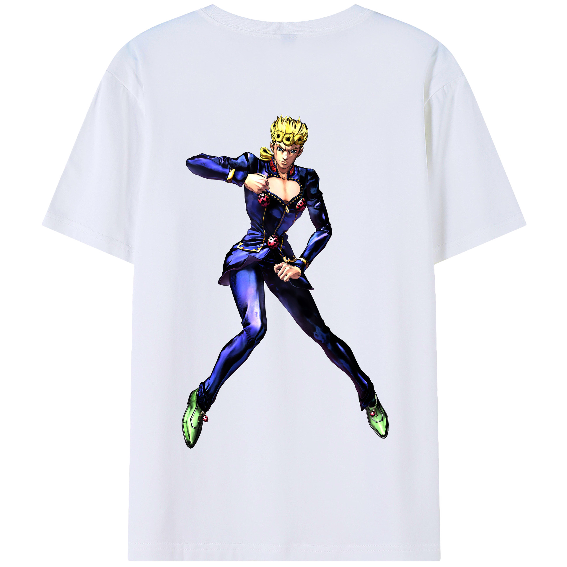 （画像用） ジョジョの奇妙な冒険 ジョルノ?ジョバァーナ JoJo's Bizarre Adventure Giorno Giovanna 綿100％半袖Tシャツ（背面プリント）
