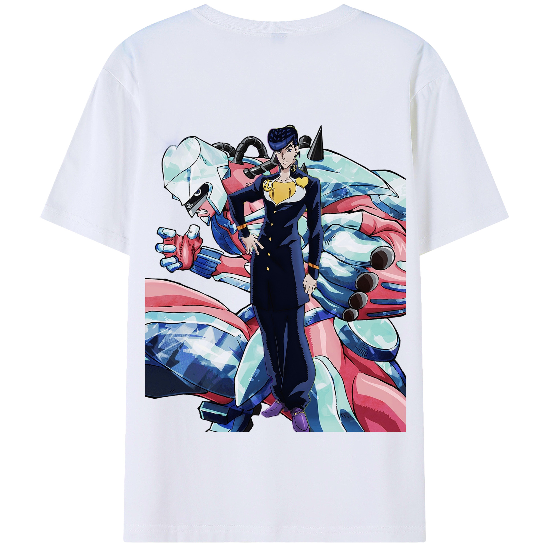 （画像用） ジョジョの奇妙な冒険 ひがしかた じょうすけ JoJo's Bizarre Adventure Higashikata Josuke 綿100％半袖Tシャツ（背面プリント）