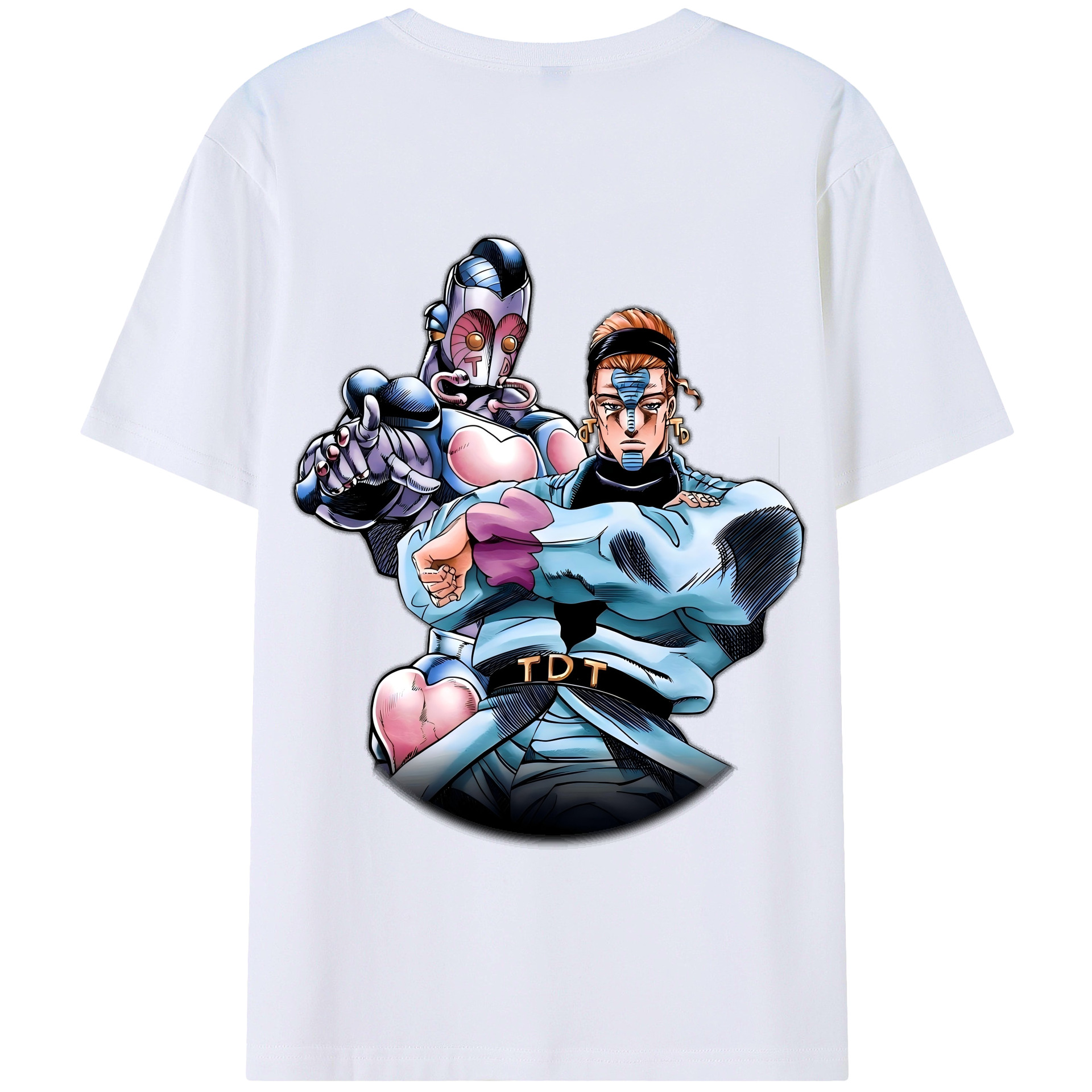 （画像用） ジョジョの奇妙な冒険 ひがしかた じょうすけ JoJo's Bizarre Adventure Higashikata Josuke 綿100％半袖Tシャツ（背面プリント）