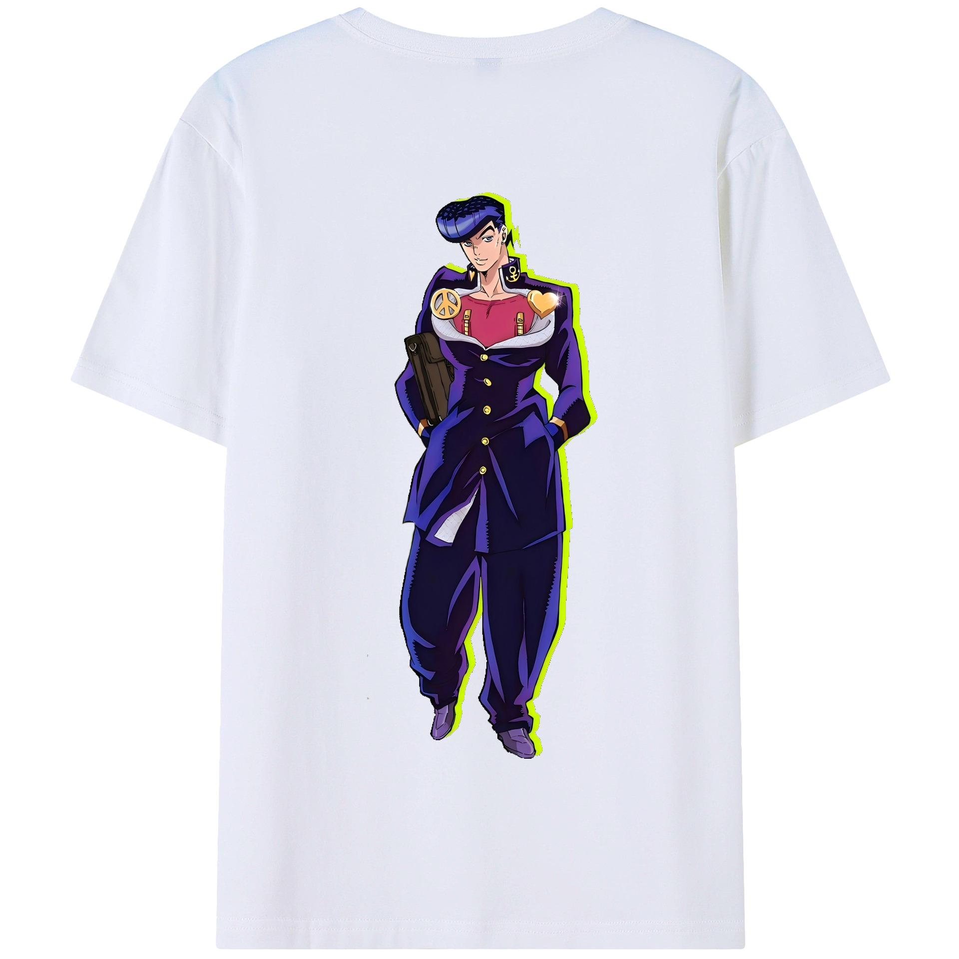 （画像用） ジョジョの奇妙な冒険 ひがしかた じょうすけ JoJo's Bizarre Adventure Higashikata Josuke 綿100％半袖Tシャツ（背面プリント）