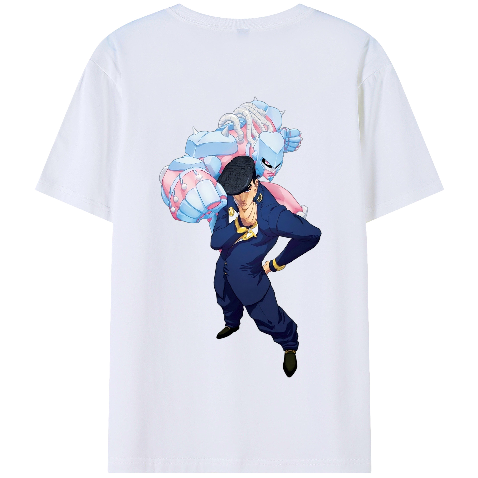 （画像用） ジョジョの奇妙な冒険 ひがしかた じょうすけ JoJo's Bizarre Adventure Higashikata Josuke 綿100％半袖Tシャツ（背面プリント）
